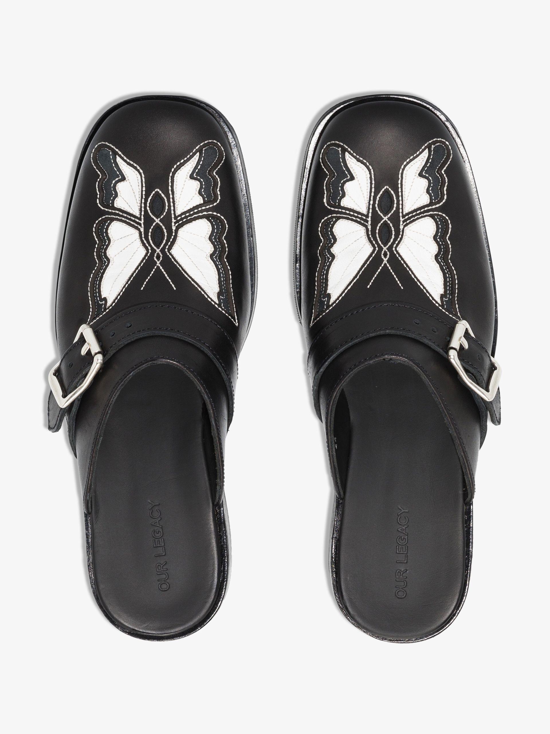 Our Legacy Camion Butterfly Embroidered Leather Mules in