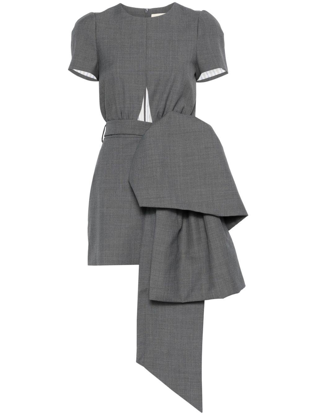 ShuShu/Tong Bow-detailed Mini Dress in Gray | Lyst