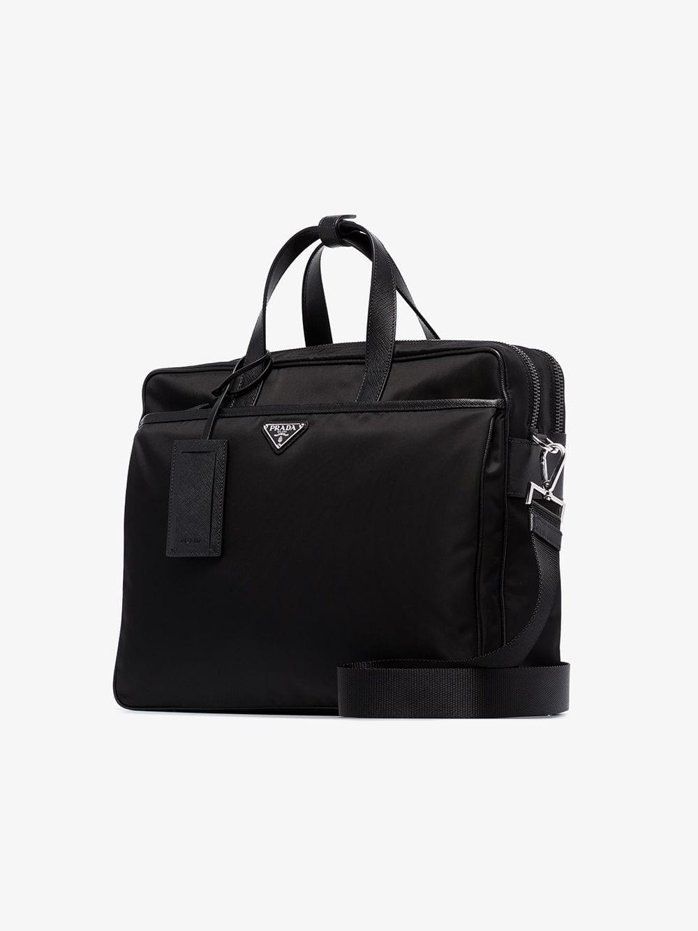 Prada Black Logo Nylon Laptop Bag for Men | Lyst