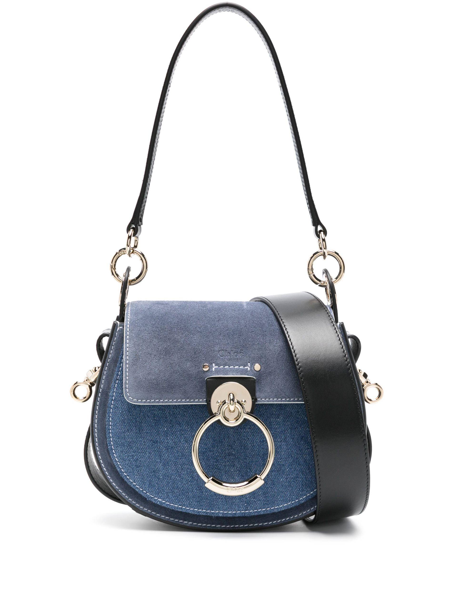 ショルダーバッグ・ポシェット Chloe Small Tess Bag In Shiny Leather And Suede Grey Chloé Small Tess Bag in Shiny & Suede Leather in Motty grey