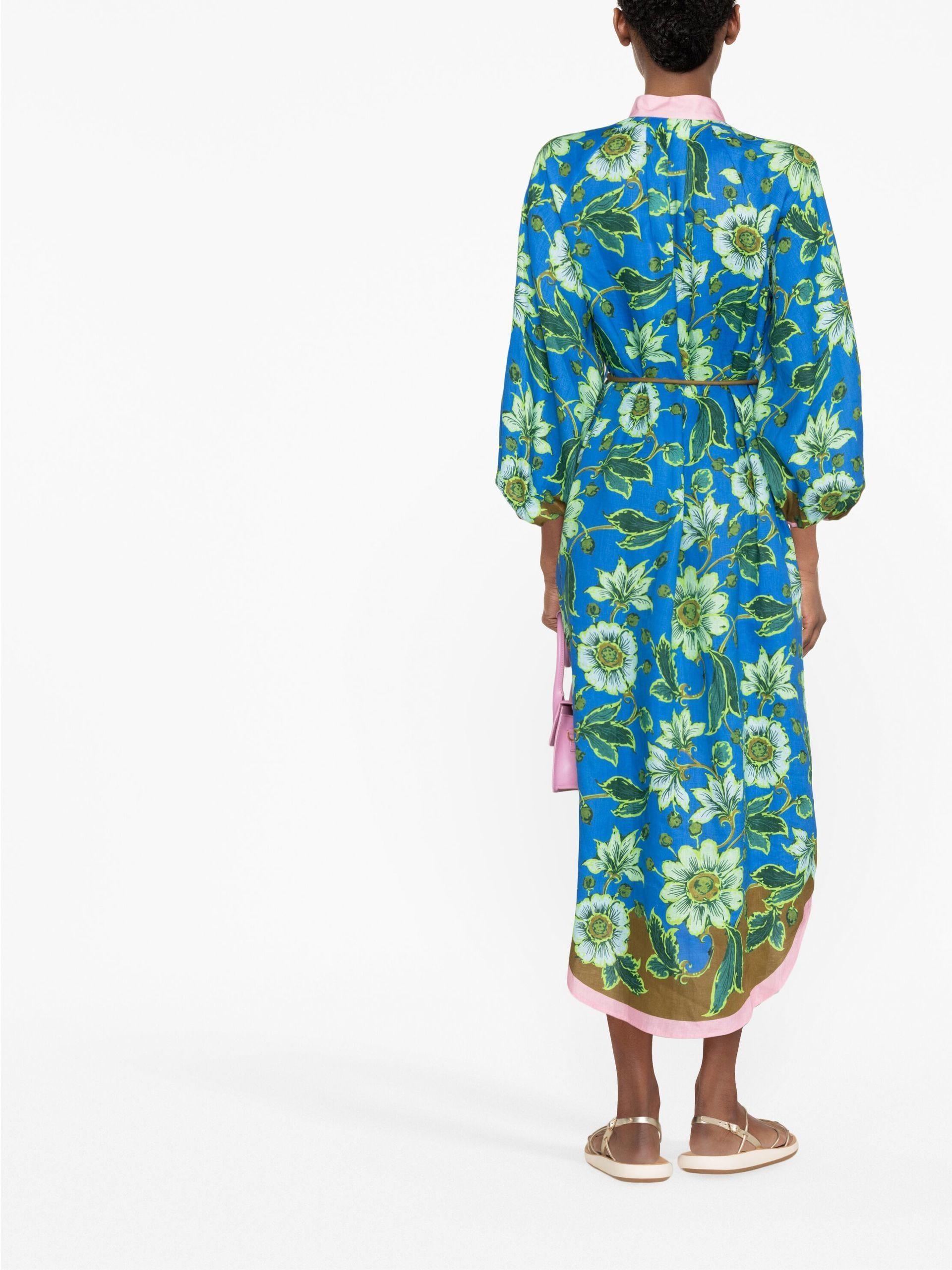 ALÉMAIS Winnie Floral Print Shirt Dress in Blue | Lyst