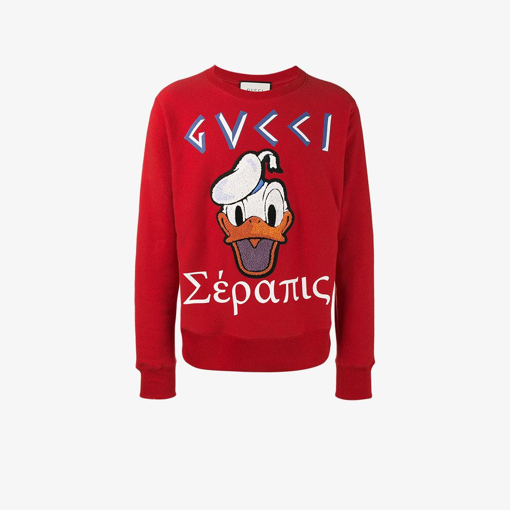 Gucci Cotton Donald Duck Applique Sweatshirt in Red for Men | Lyst