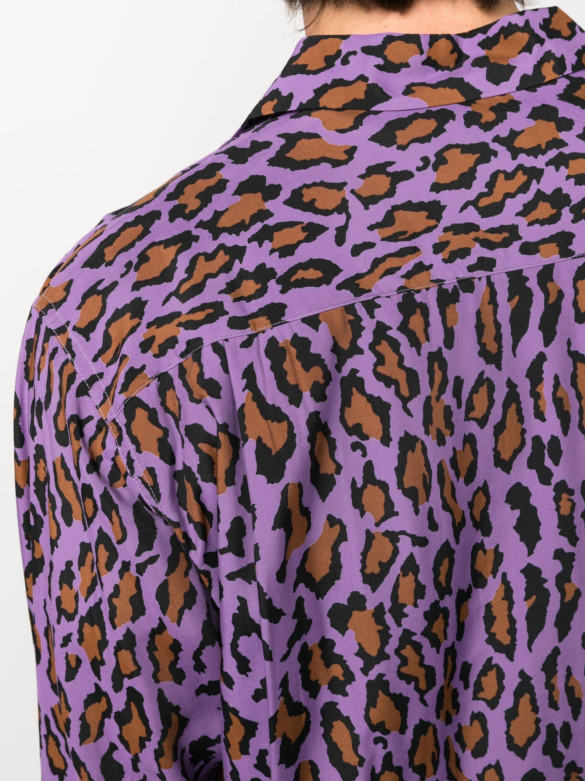 Wacko Maria Purple Leopard Print Shirt - Men's - Rayon for Men | Lyst