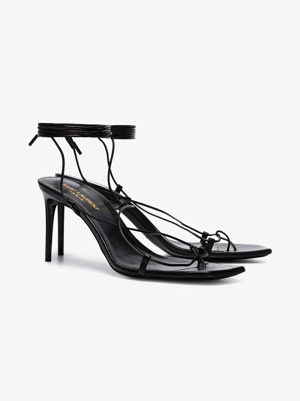 ysl black strappy heels