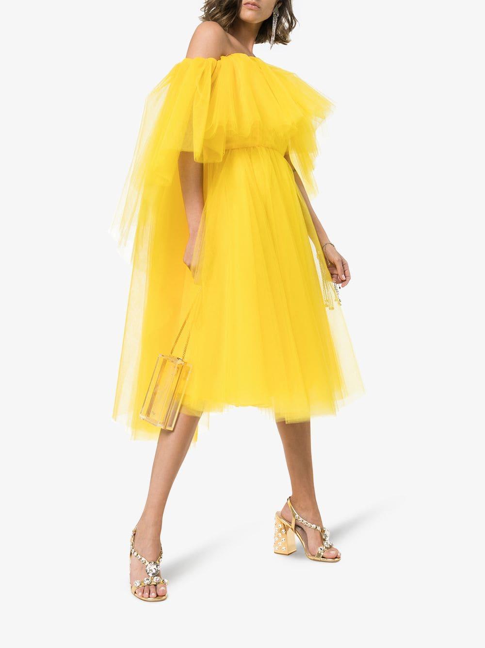 tulle yellow dress