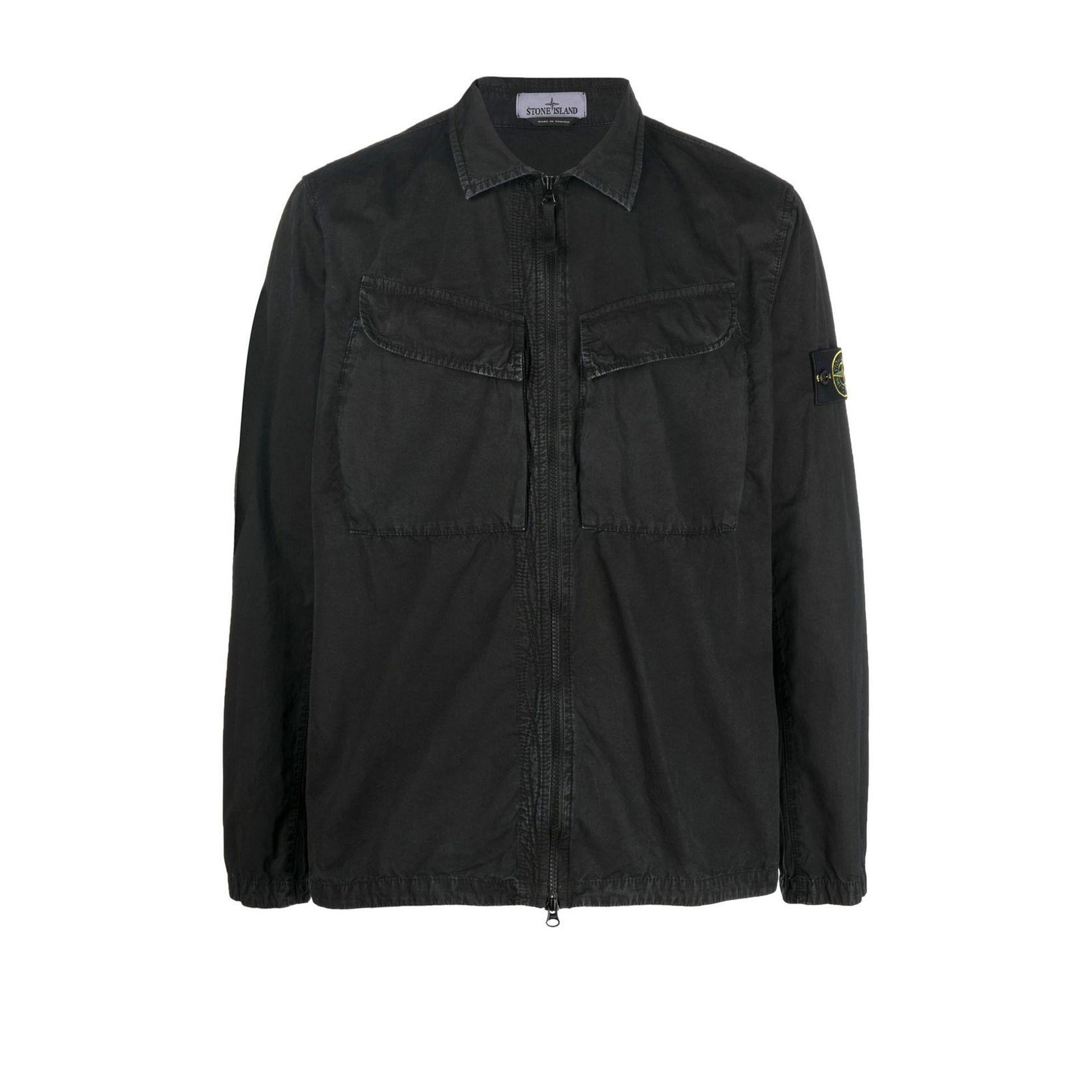 Stone Island Black Cotton Shirt Jacket 