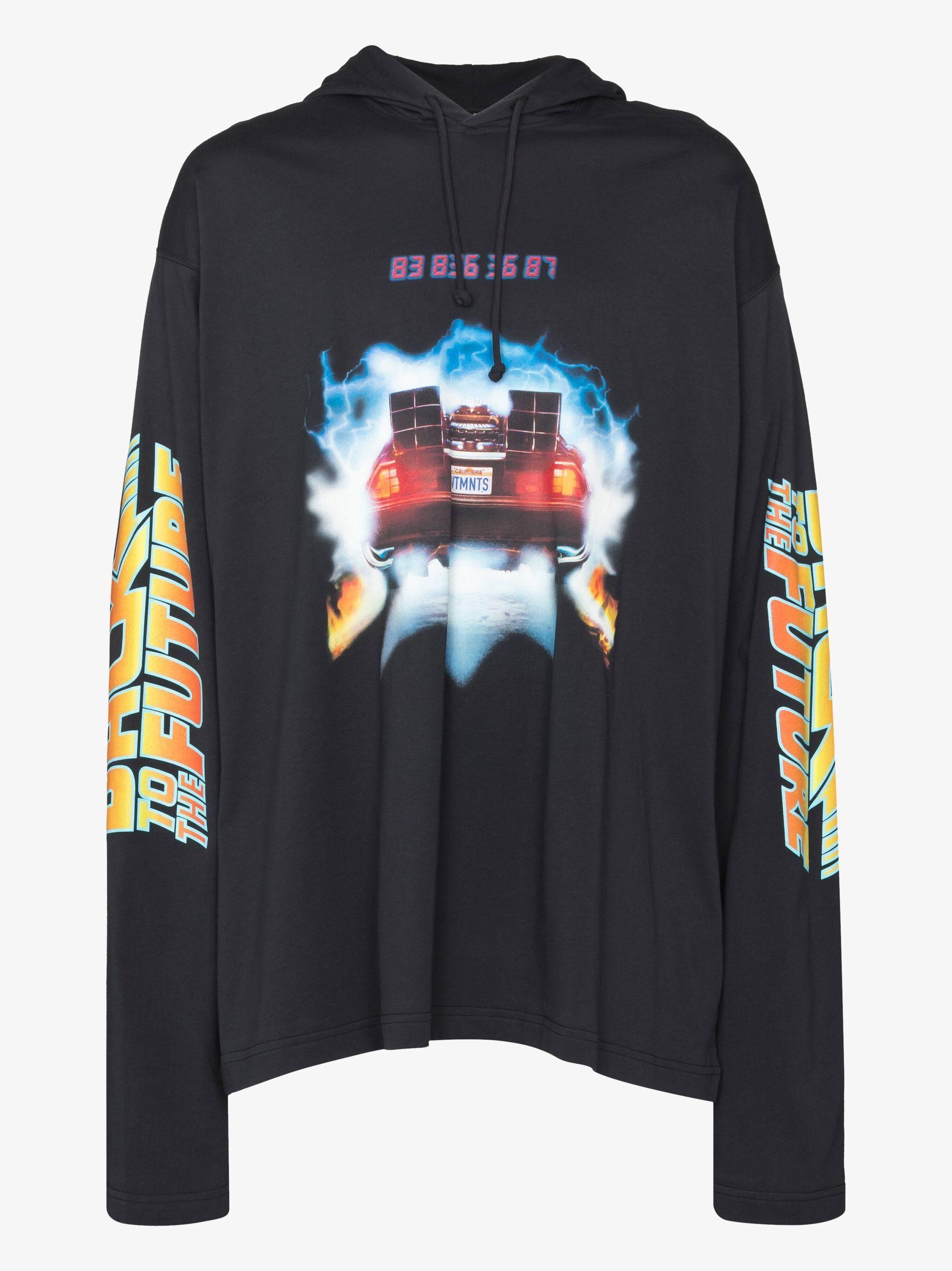 Print Cotton Hoodie in Black for Men 