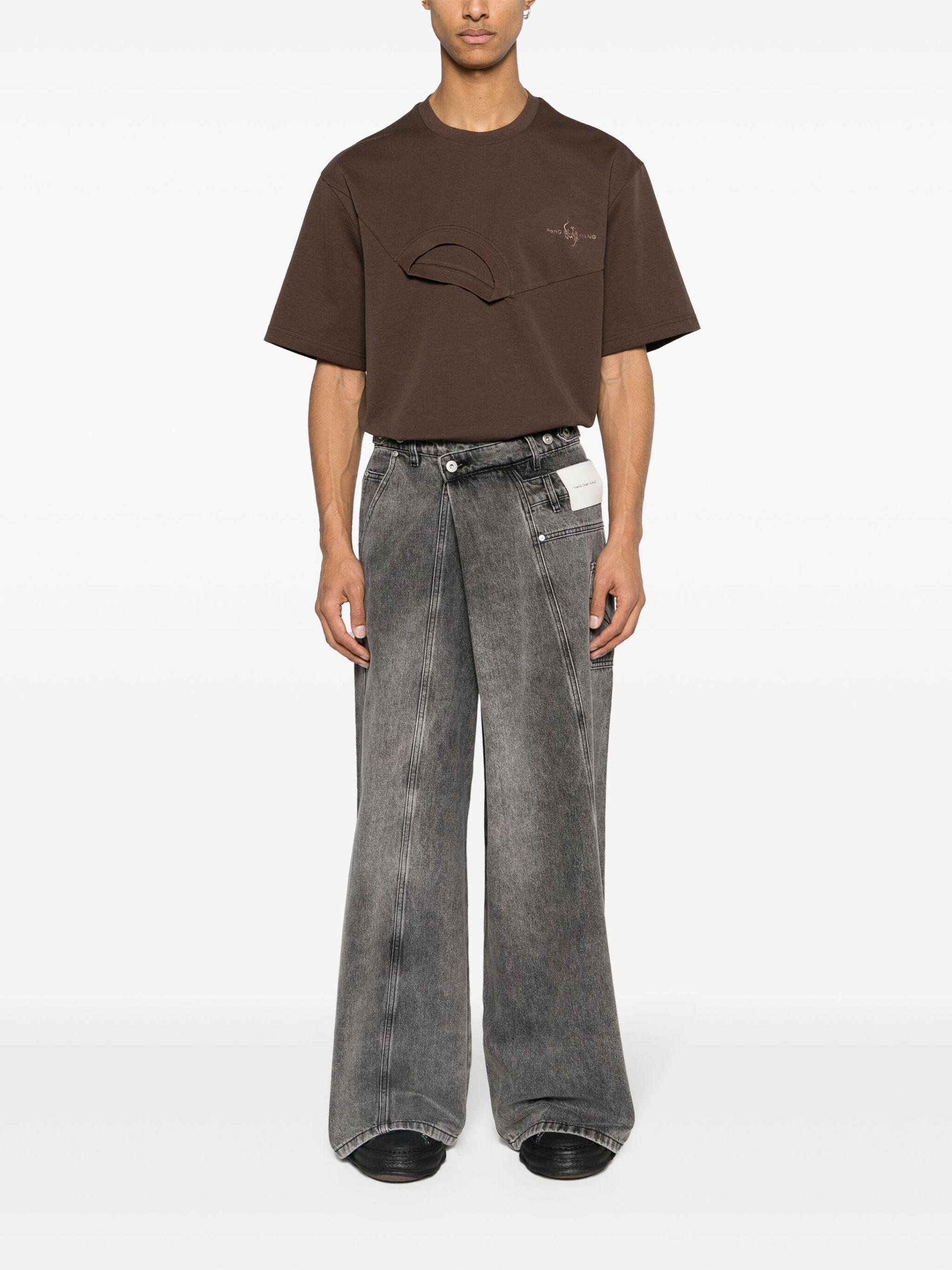 Feng Chen Wang Asymmetric Wide-leg Jeans in Gray for Men | Lyst