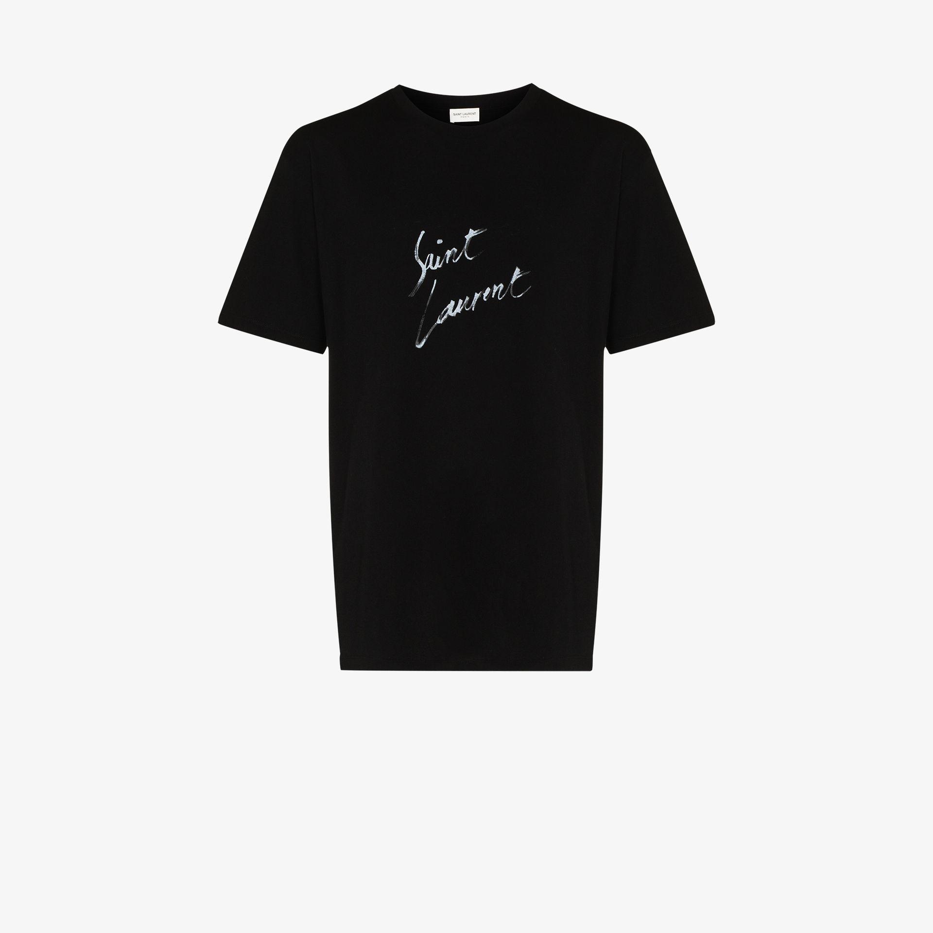 Saint Laurent Cotton Oversized Signature T-shirt in Black for Men 