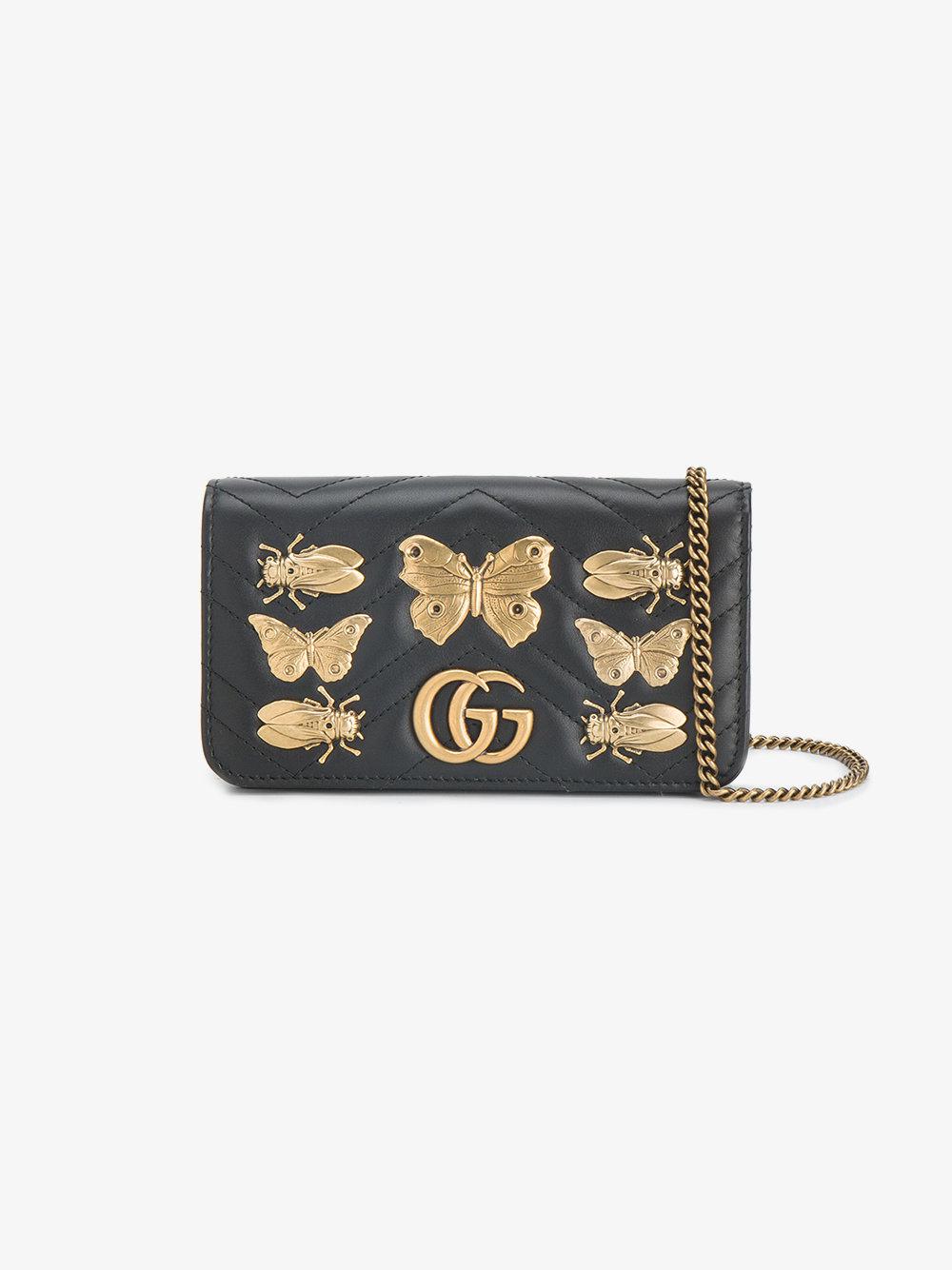 Gucci Gg Marmont Animal Studs Mini Bag in Black | Lyst