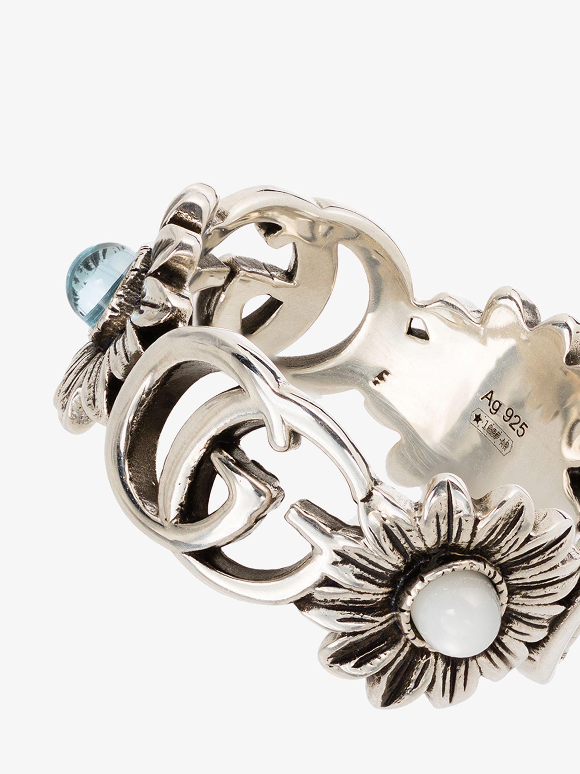 Gucci Double G Flower Ring in Silver 