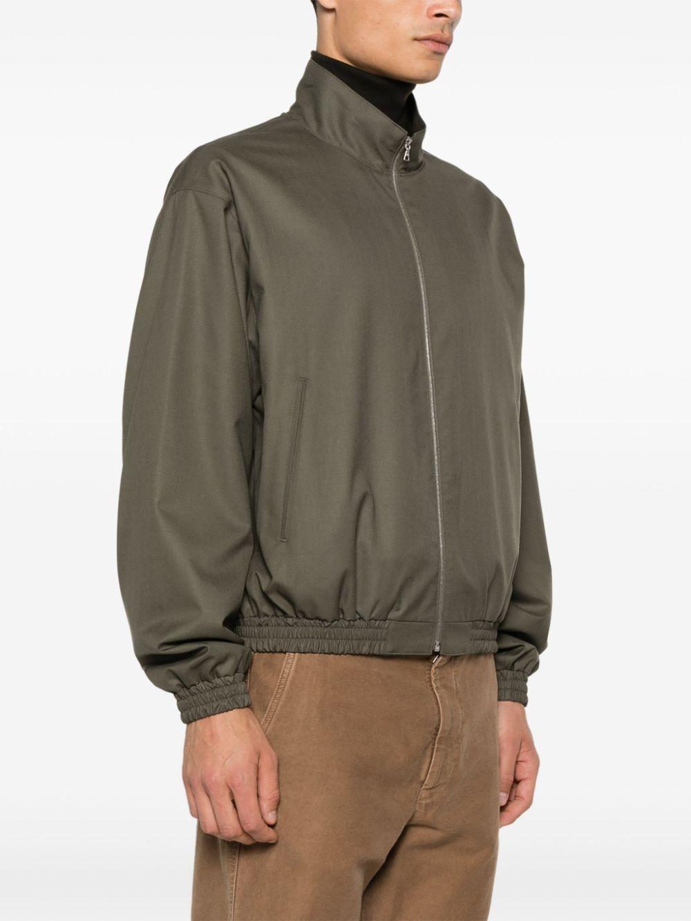 AURALEE Super Fine Tropical Wool Zip Bomber Jacket in Green AURALEE Super Fine Tropical Wool Zip Bomber Jacket in Green