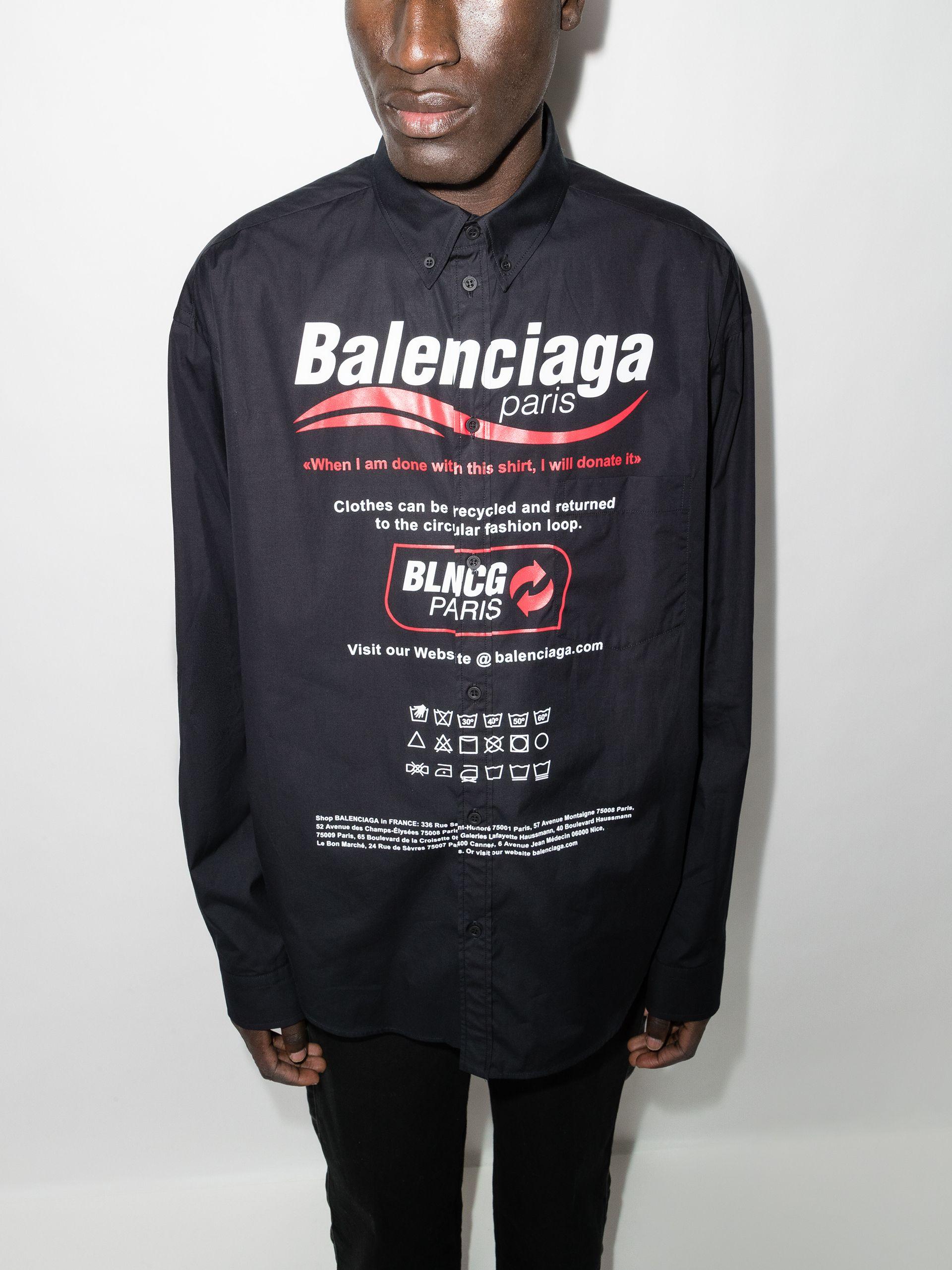 Balenciaga Dry Cleaning Logo Shirt Black Men's - US