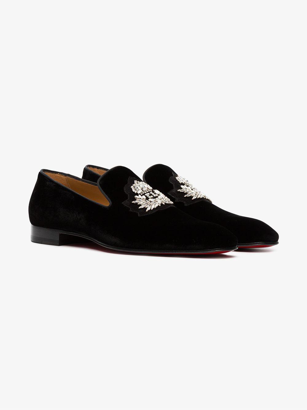 Christian Louboutin Dandelion Embellished Velvet Loafers in Black for ...