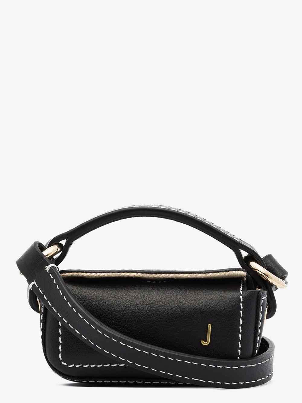 black leather mini bolsa