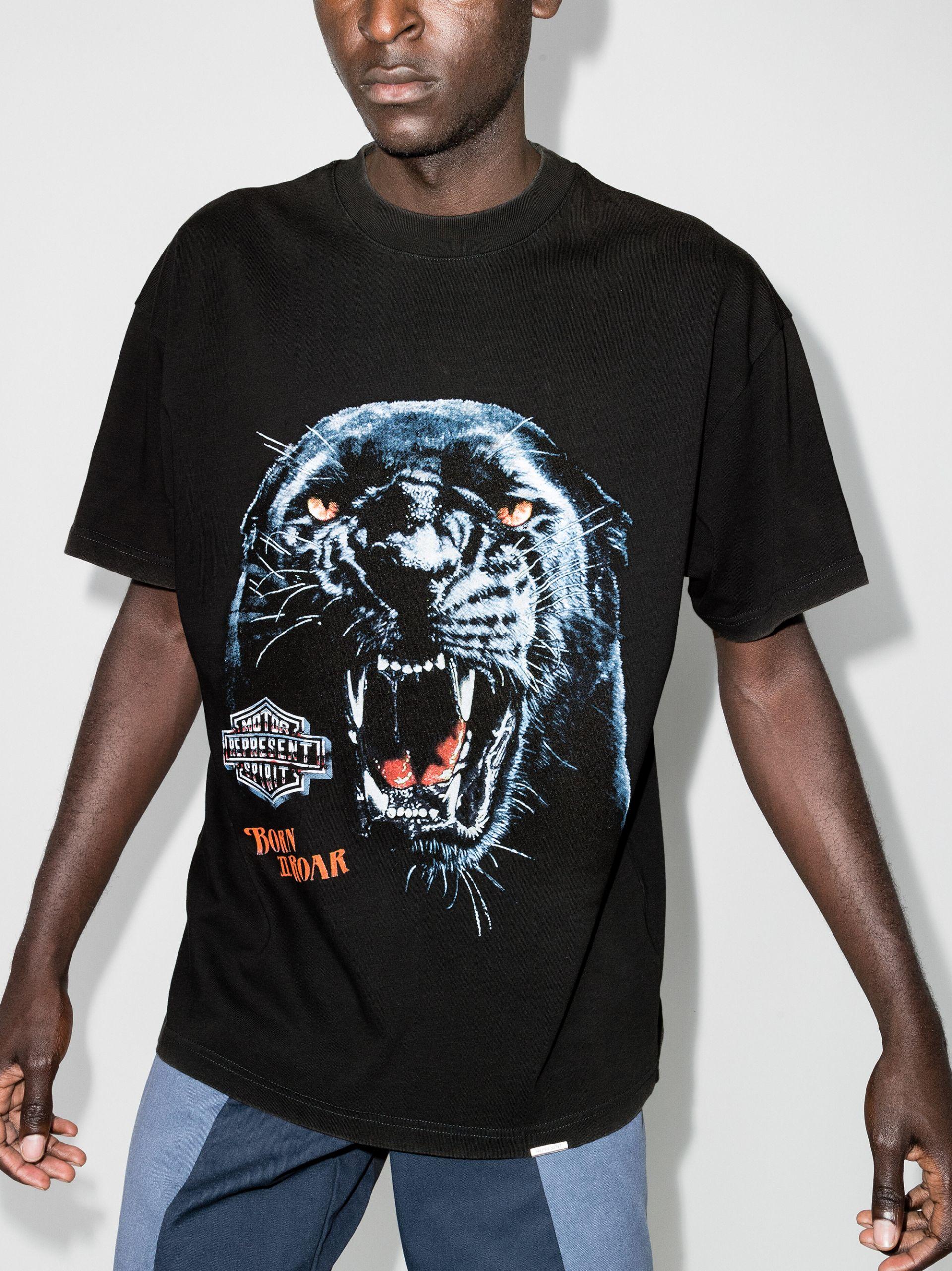 Represent Exclusive Born To Roar Print T-shirt in Black for Men | Lyst