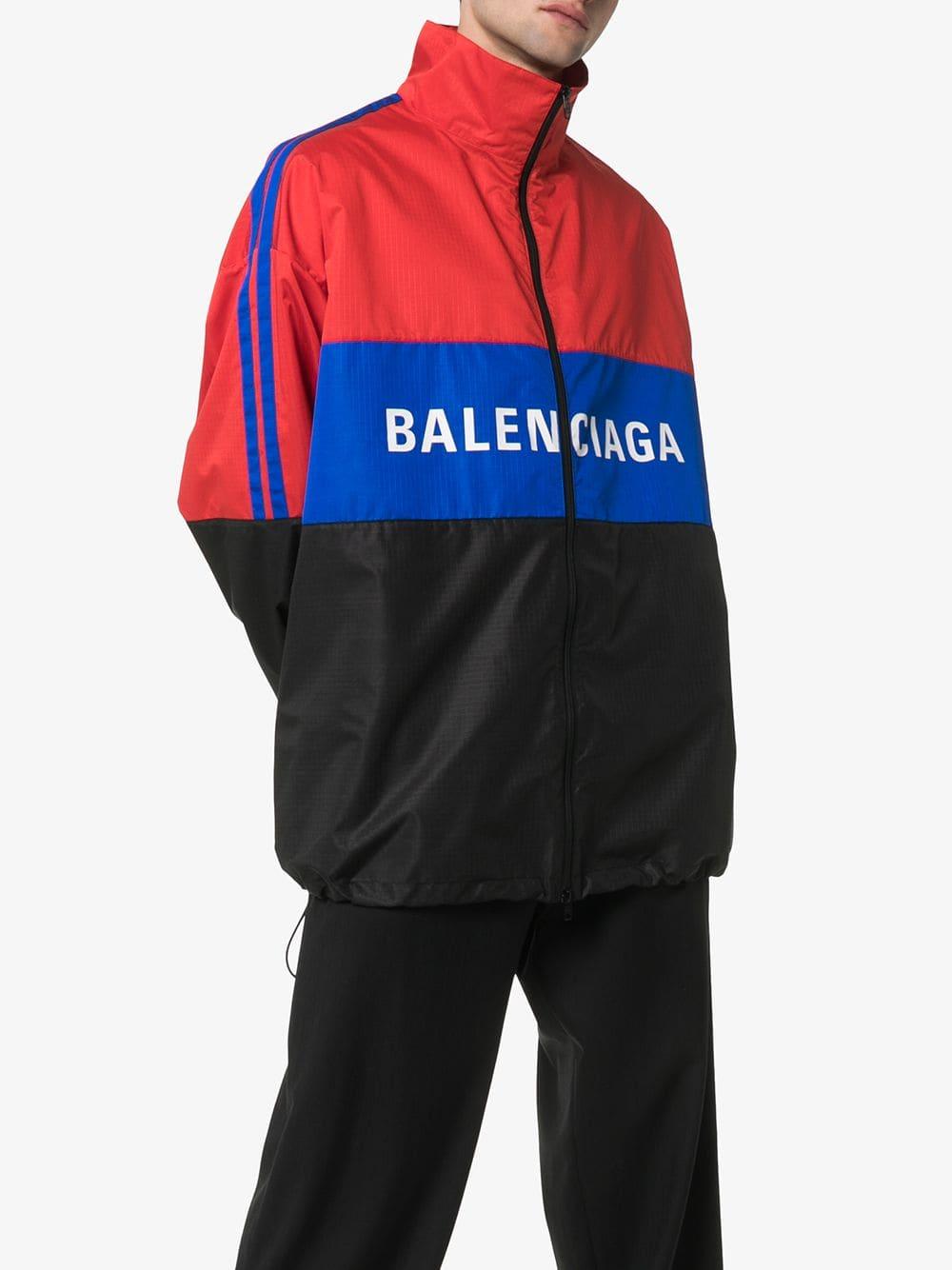 Balenciaga Synthetic Colorblock Logo Track Jacket in Ruby (Red) for Men |  Lyst