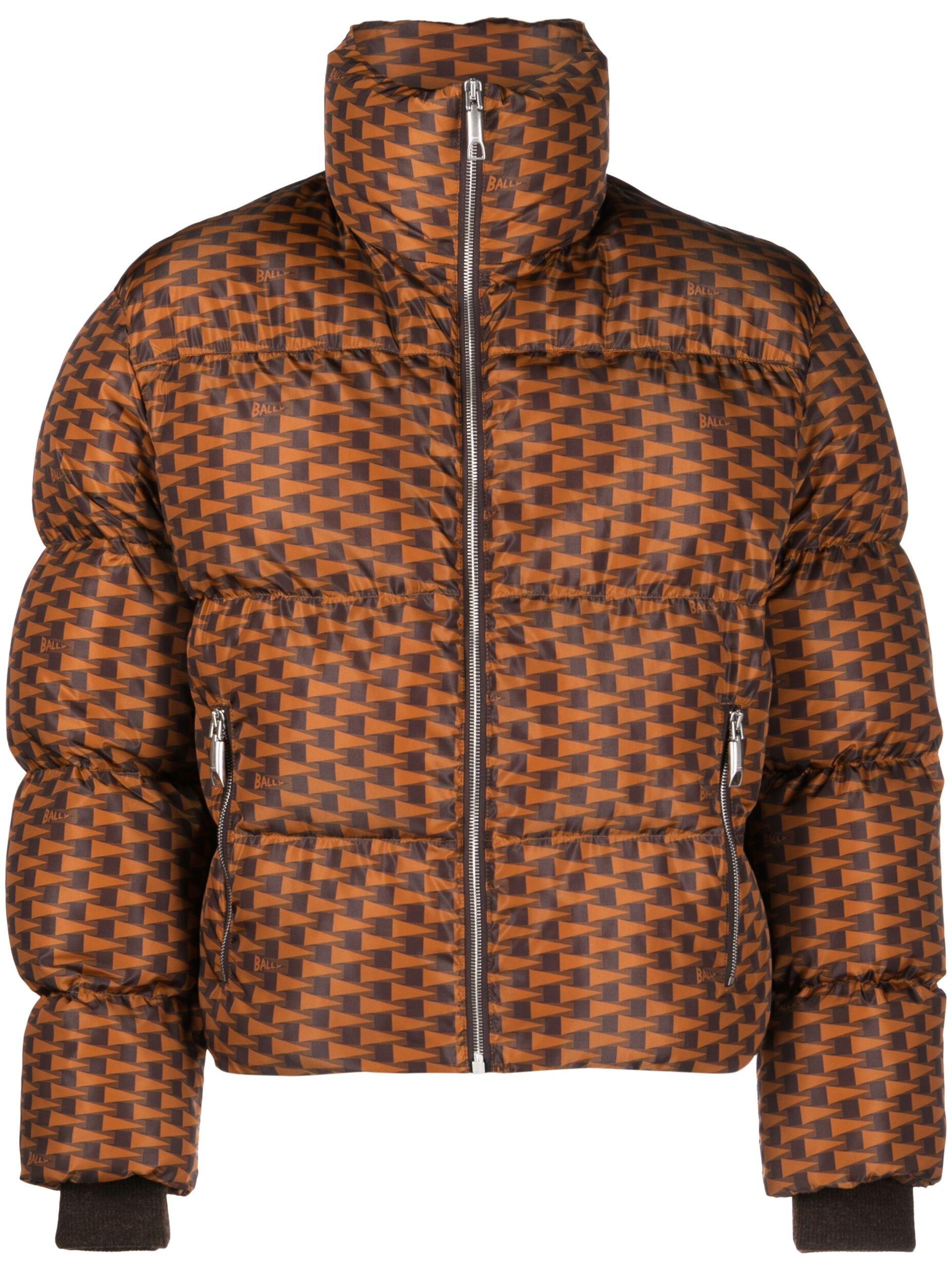 Bally Logo-pattern Padded Jacket in Brown for Men | Lyst