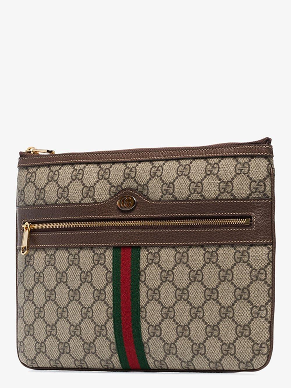 Gucci Synthetic Ophidia GG Supreme Tablet Clutch in Brown - Lyst