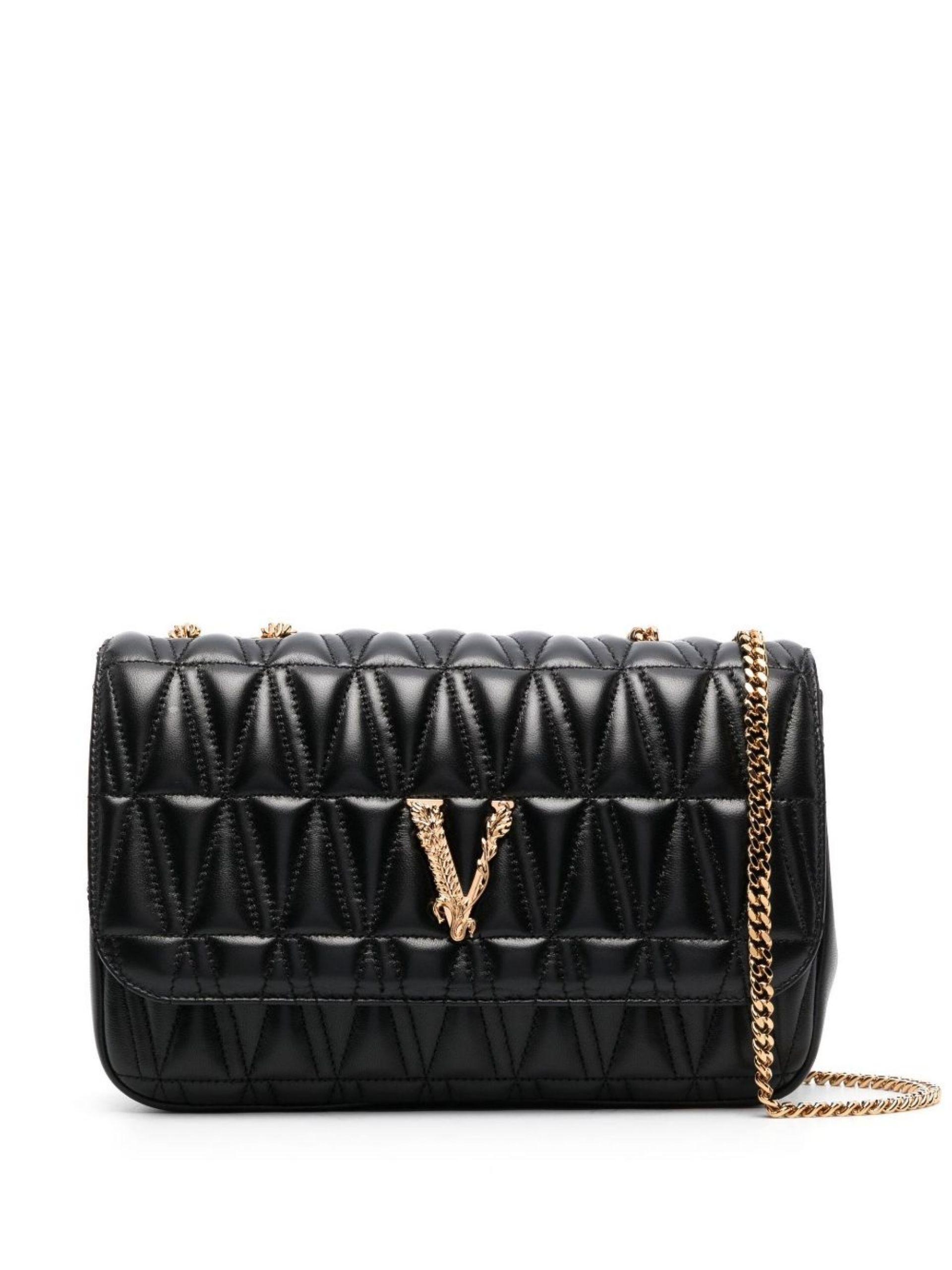 Versace Virtus Quilted Shoulder Bag Women's Leather/polyester in