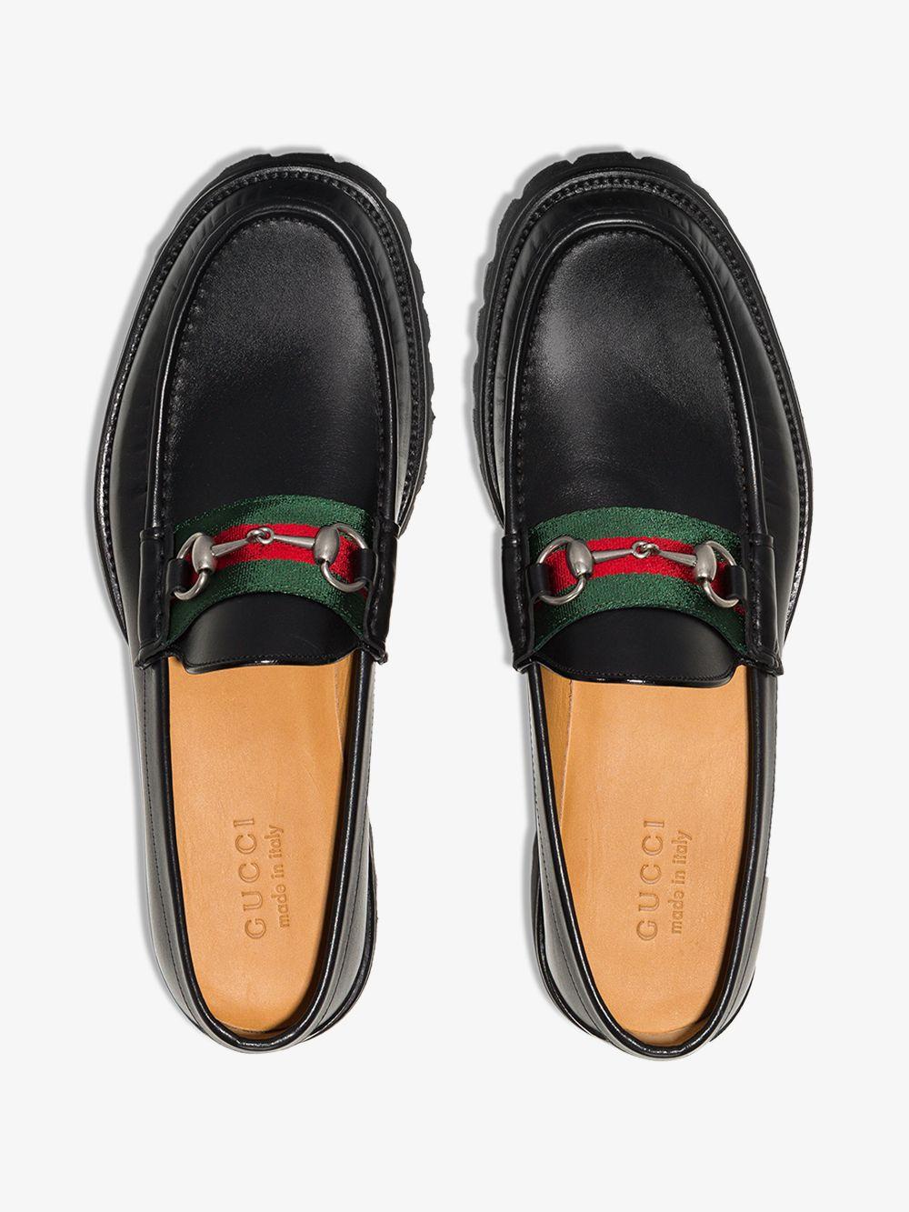 Gucci Leather Web Horsebit Loafer Top 