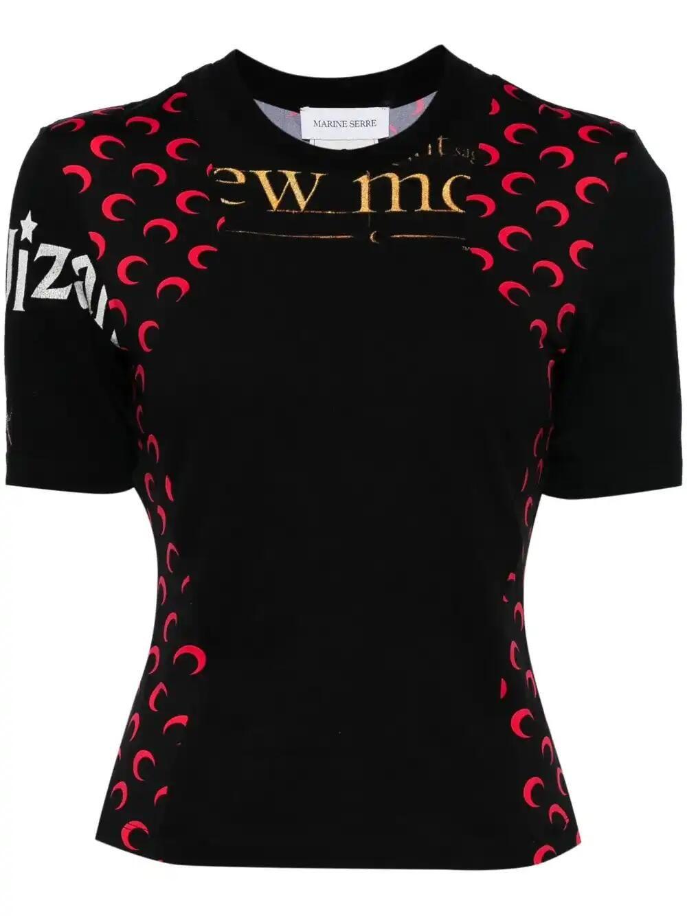 Marine Serre Regenerated Graphic-Print T-Shirt in Black | Lyst Marine Serre Regenerated Graphic-Print T-Shirt in Black | Lyst