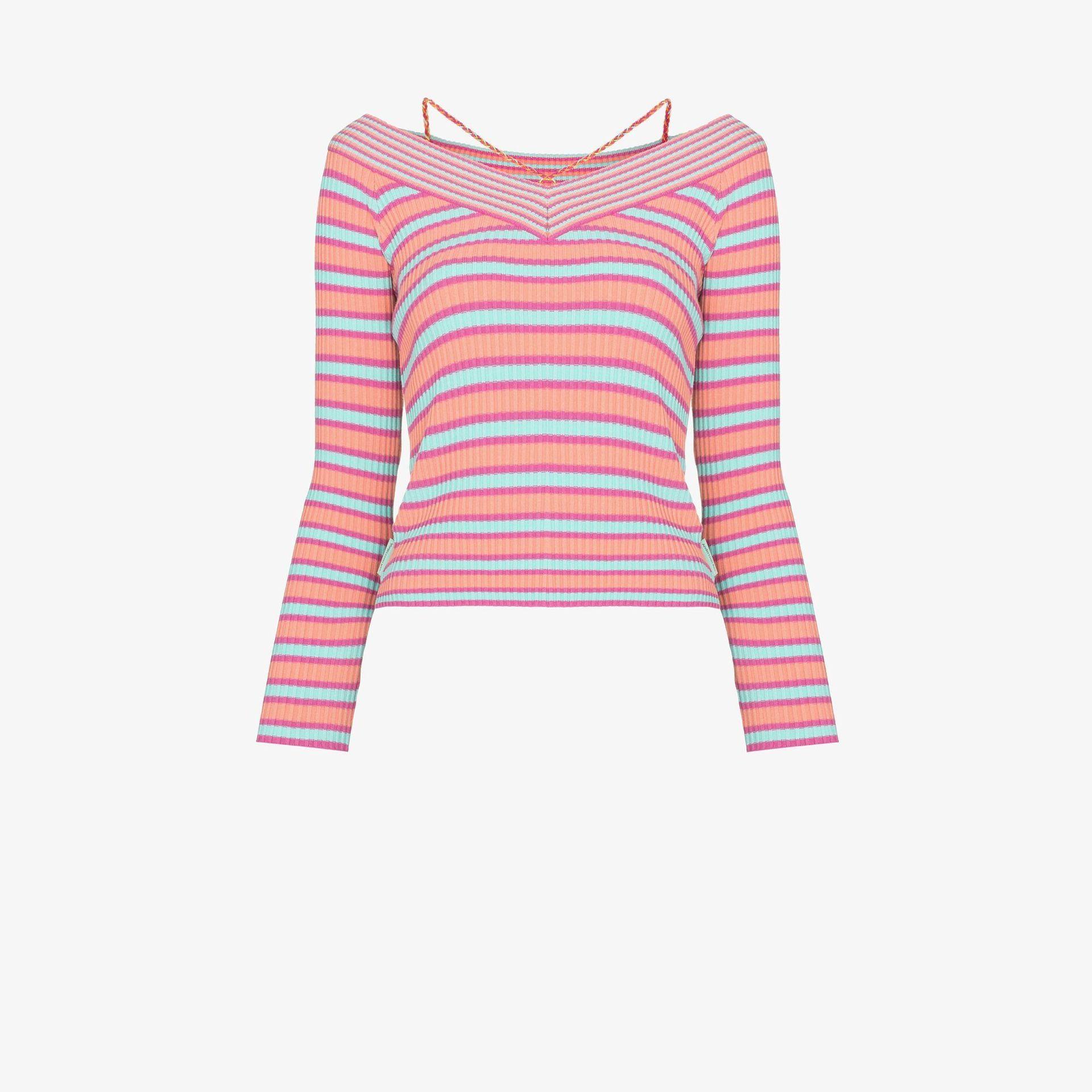 Nina Striped Off-the-shoulder Knitted Top