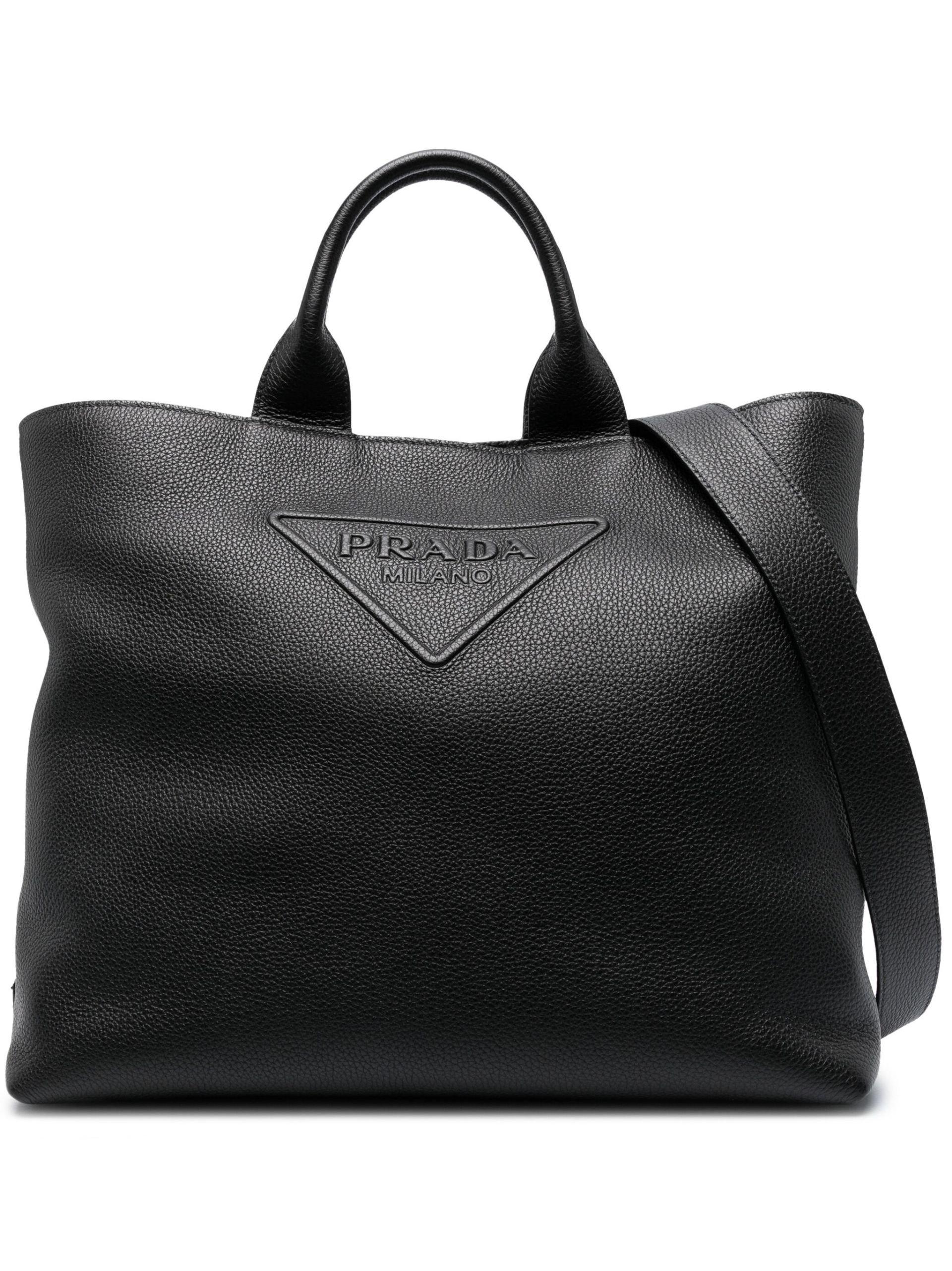 Prada Leather Tote Bag in Black for Men | Lyst UK
