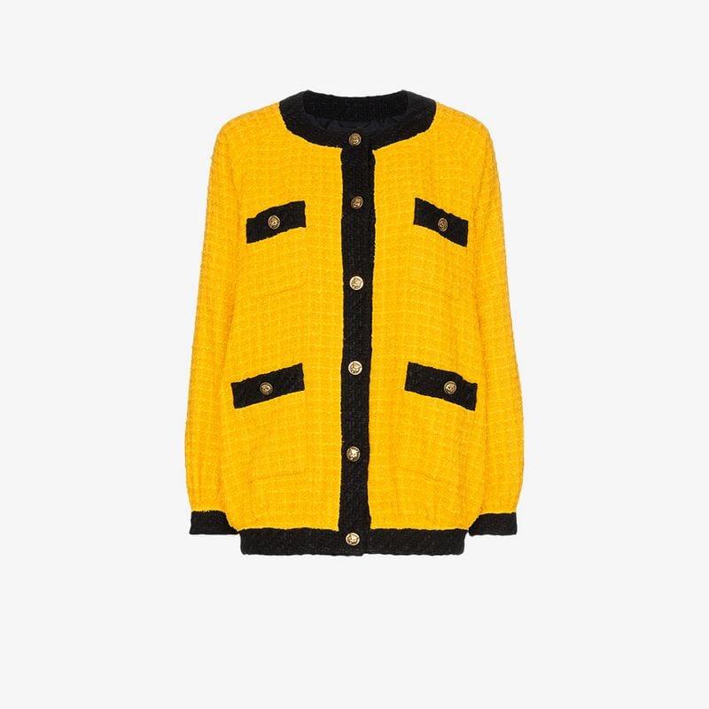 Gucci Oversize Tweed Bomber Jacket in Yellow Lyst UK