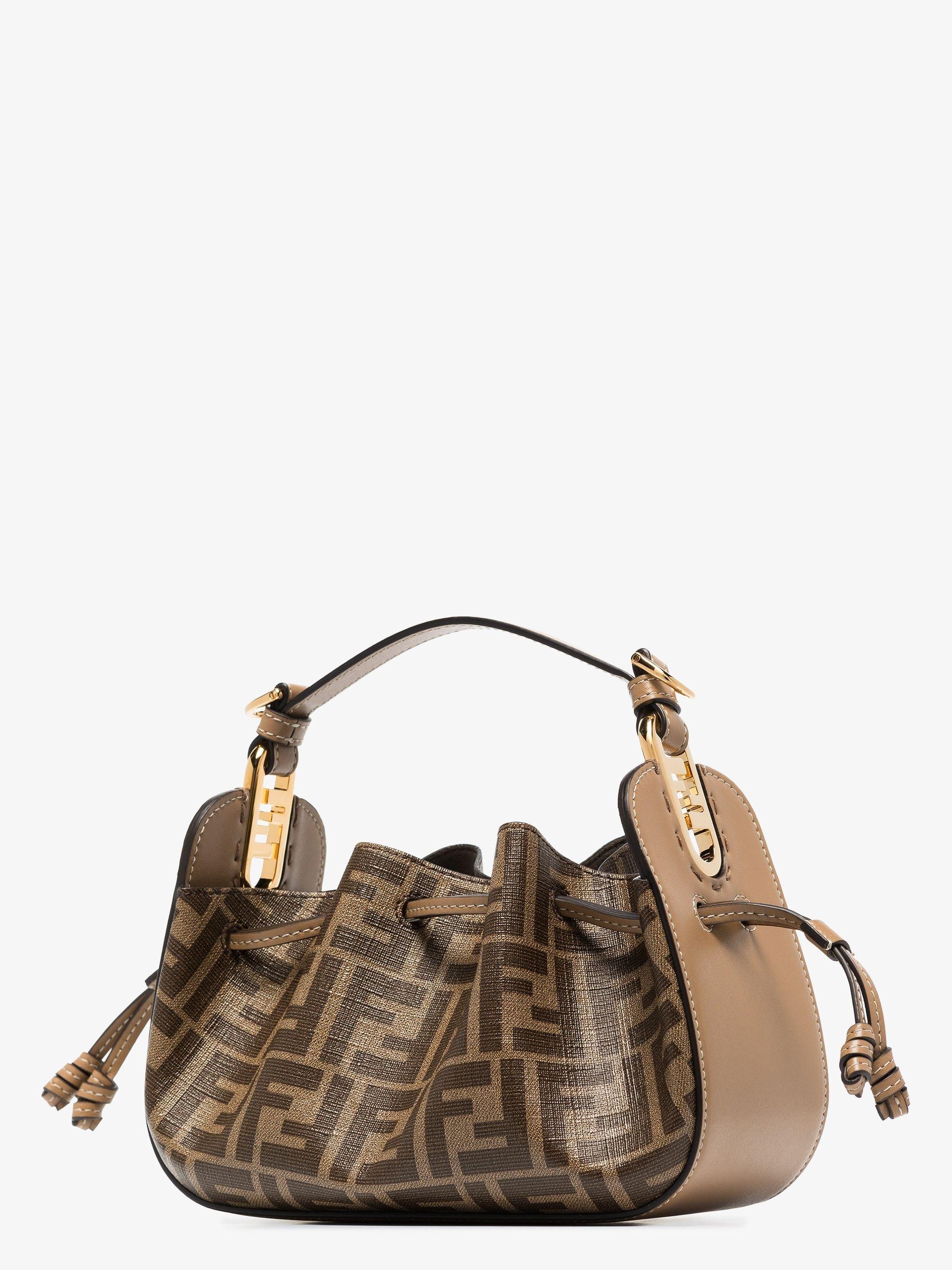 Fendi Pomodorino Ff Leather Mini Bag in Brown | Lyst