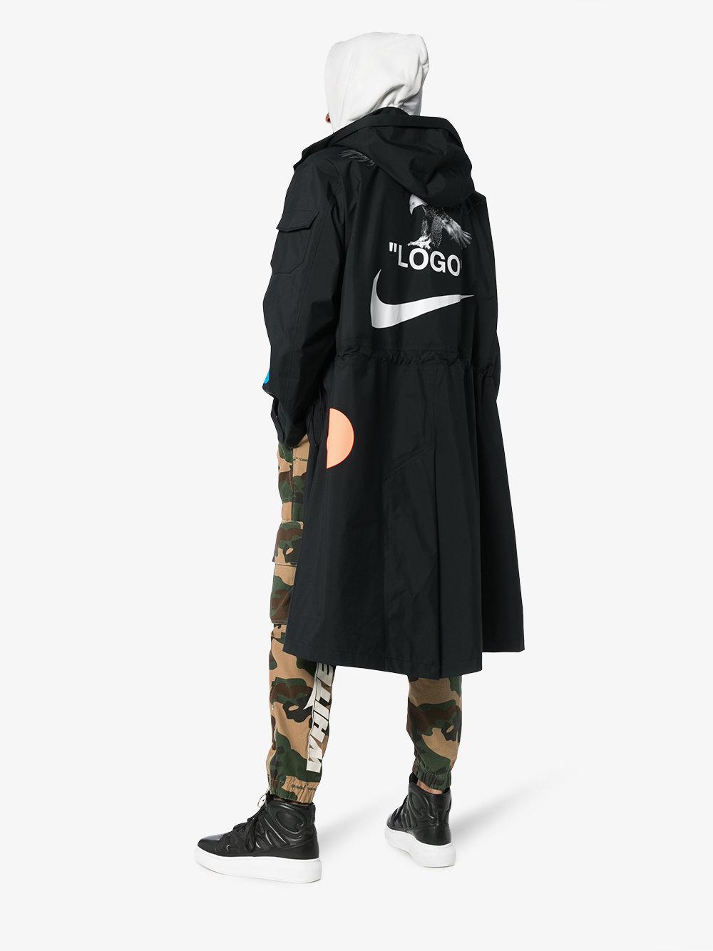 Nike Synthetic X Off-white Logo Print Hooded Long Jacket in Black for ...