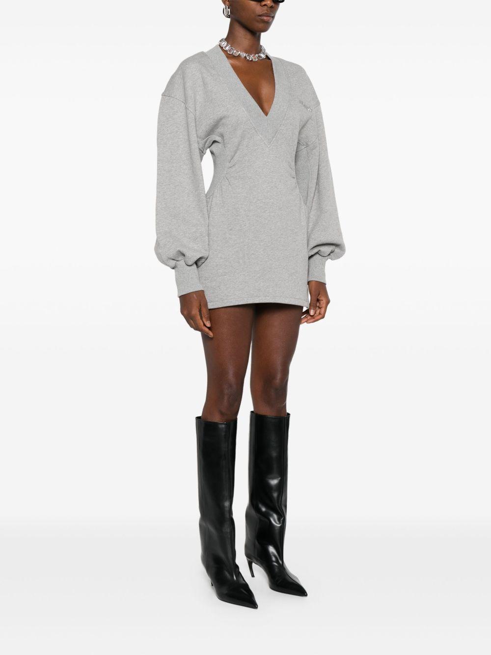 オールインワン・サロペット The Attico Grey Mini Dress With V Neck THE ATTICO Long Sleeve Mini Dress in Grey | REVOLVE