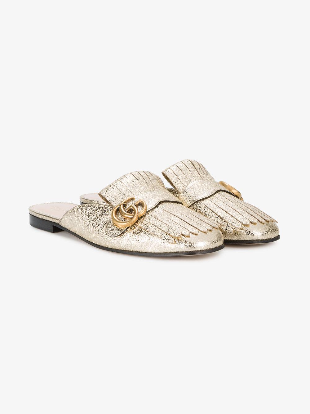 gucci gold marmont mules