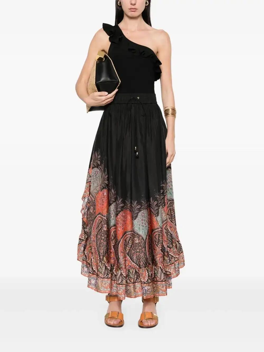 Zimmermann Maxi Silk Skirt With Rhiannon Ruffles in Black | Lyst