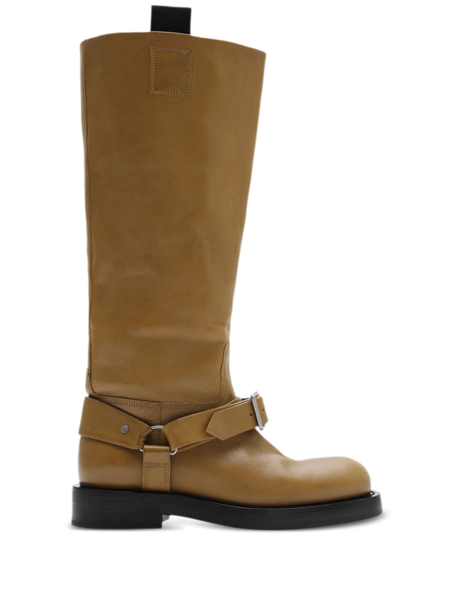 Burberry Leather Biker Boots in Brown | Lyst