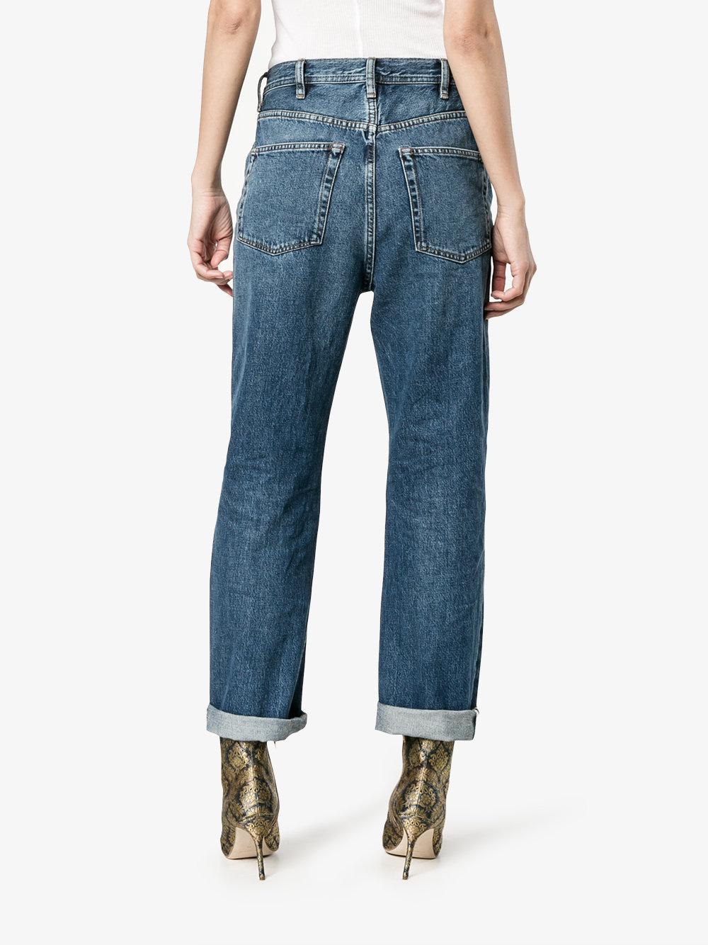 Acne Studios Denim Log Mid Blue High Waisted Mom Je