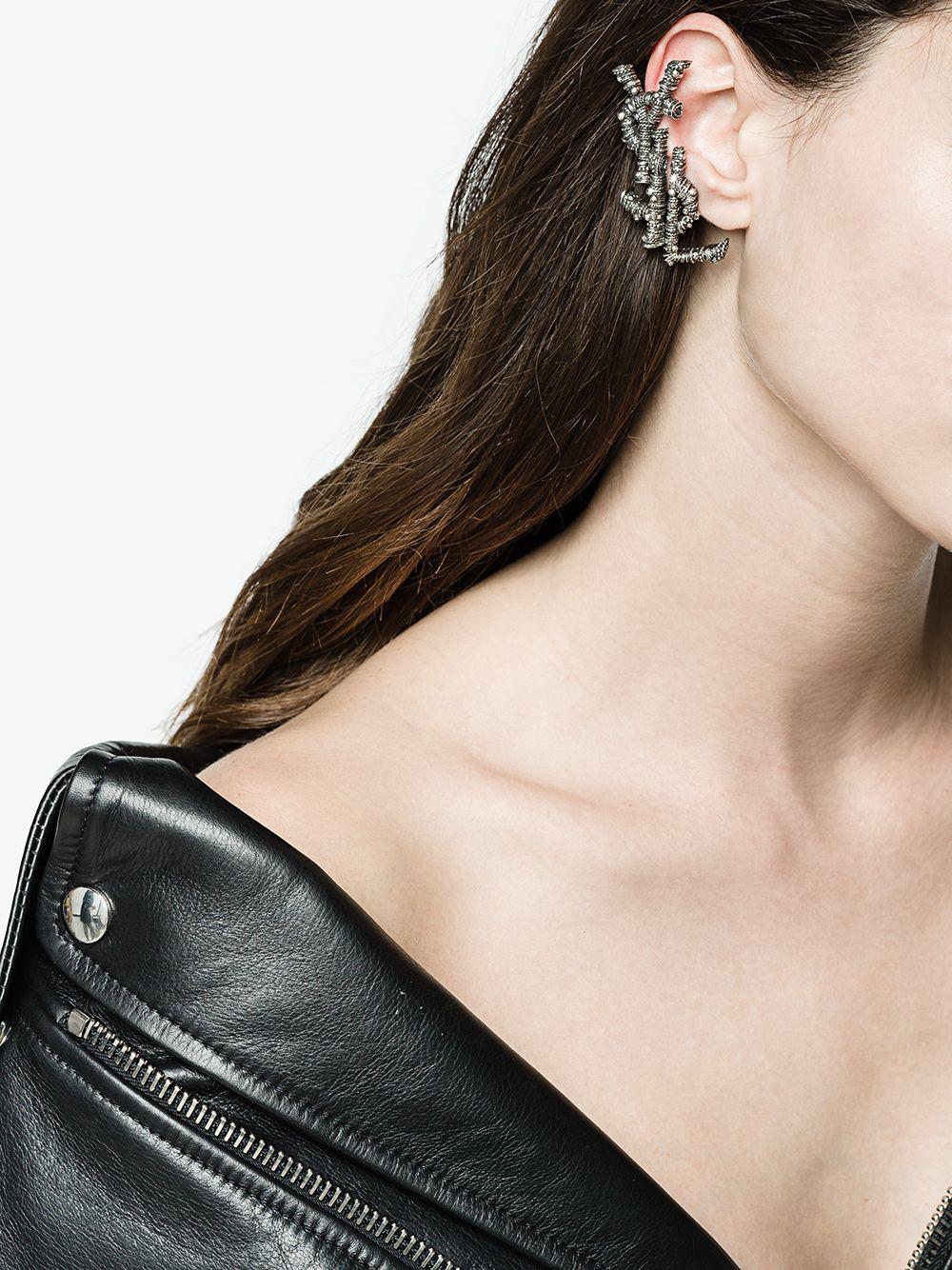 Saint Laurent Ysl Logo Clip Earrings in Metallic Lyst