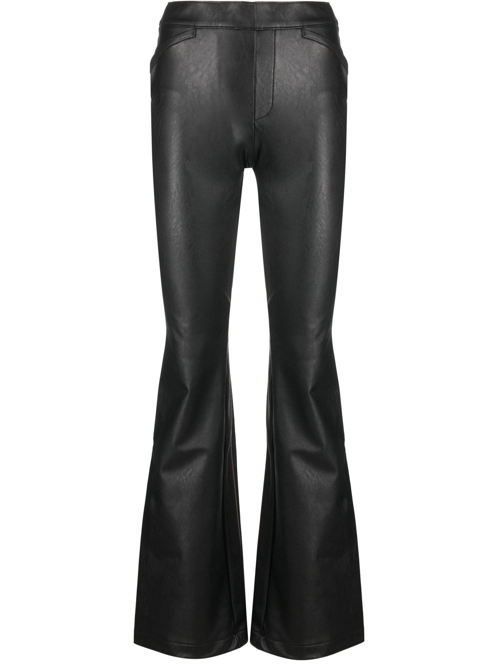 Spanx Faux Leather Flared Trousers in Black | Lyst