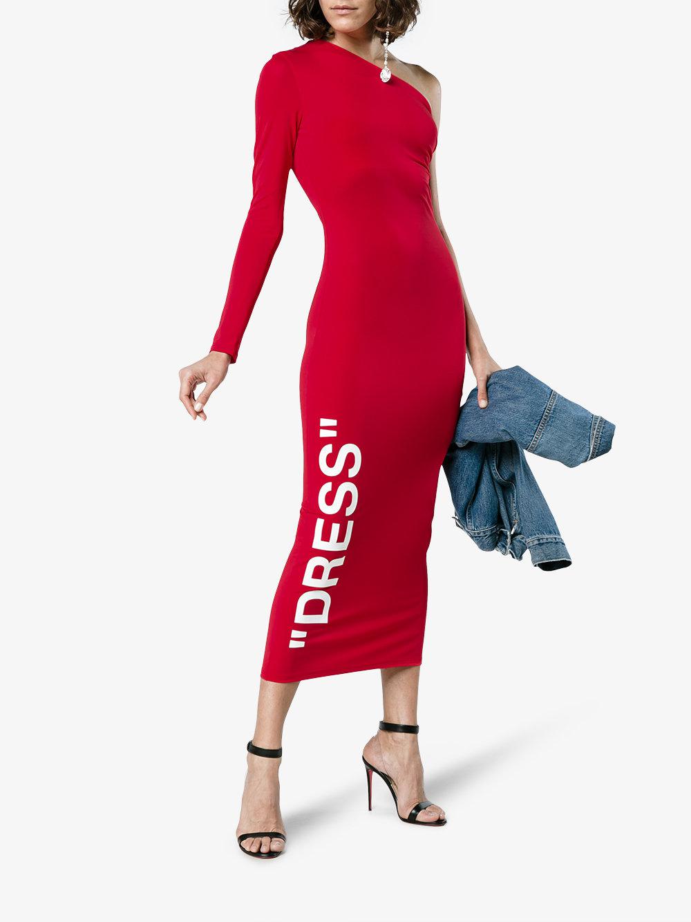off white red dress