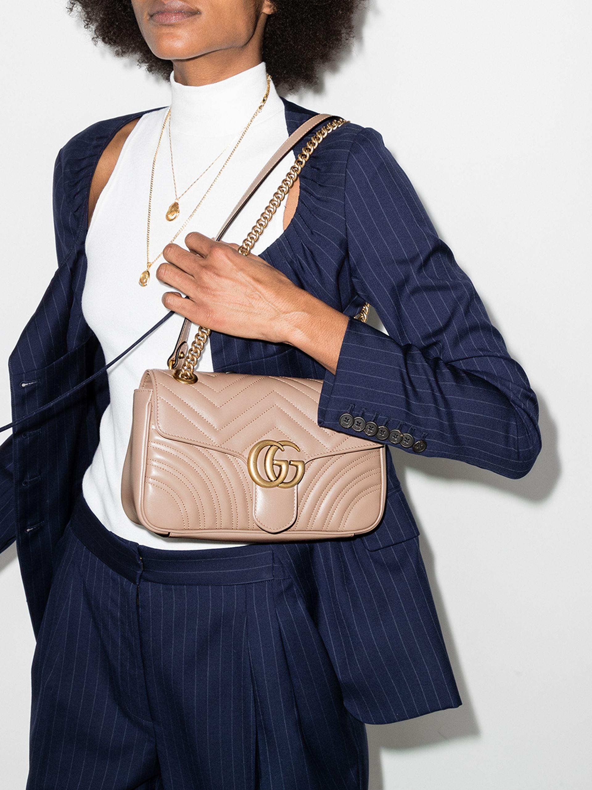 Gucci Marmont Small Matelasse Shoulder Bag in Dusty Pink - Bags