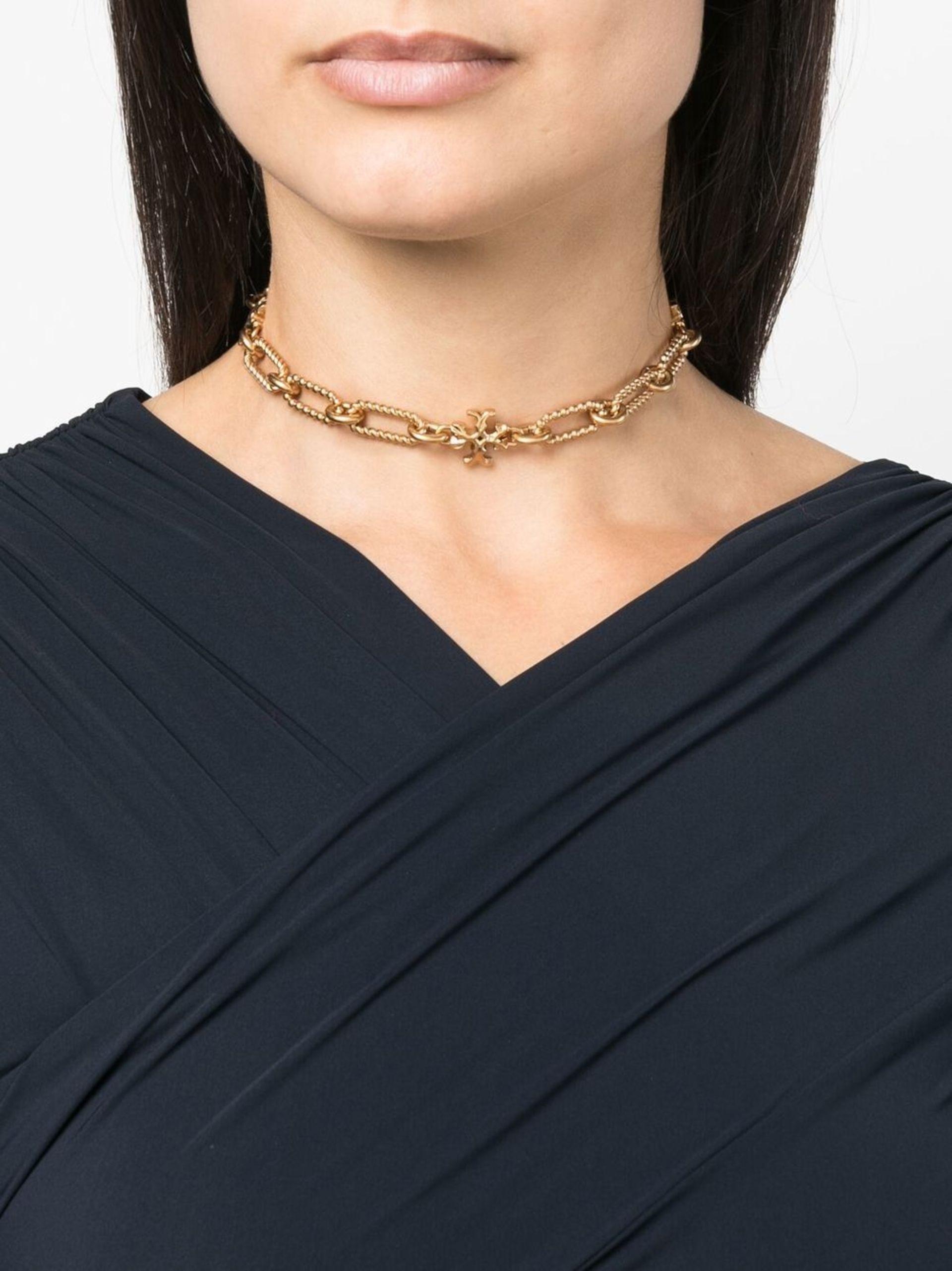 Tory Burch -tone Roxanne Chain Necklace - Women's - Brass in White | Lyst