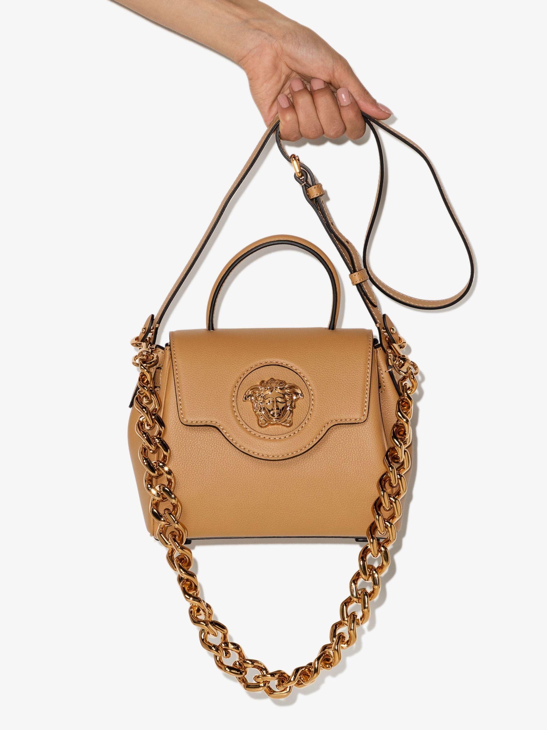Versace La Medusa Small Leather Shoulder Bag in Metallic