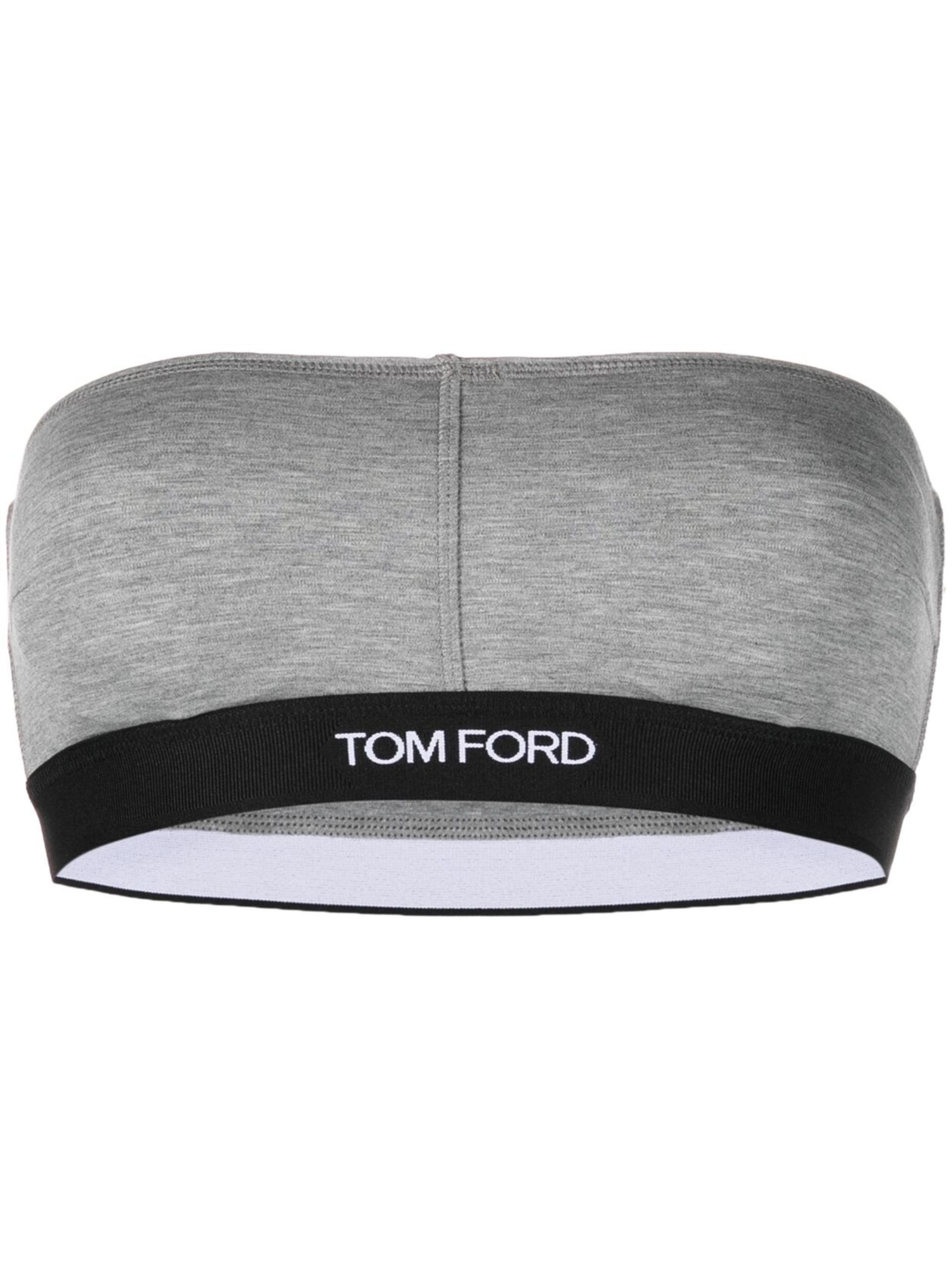 Tom Ford Logo Bandeau Bra in Gray | Lyst