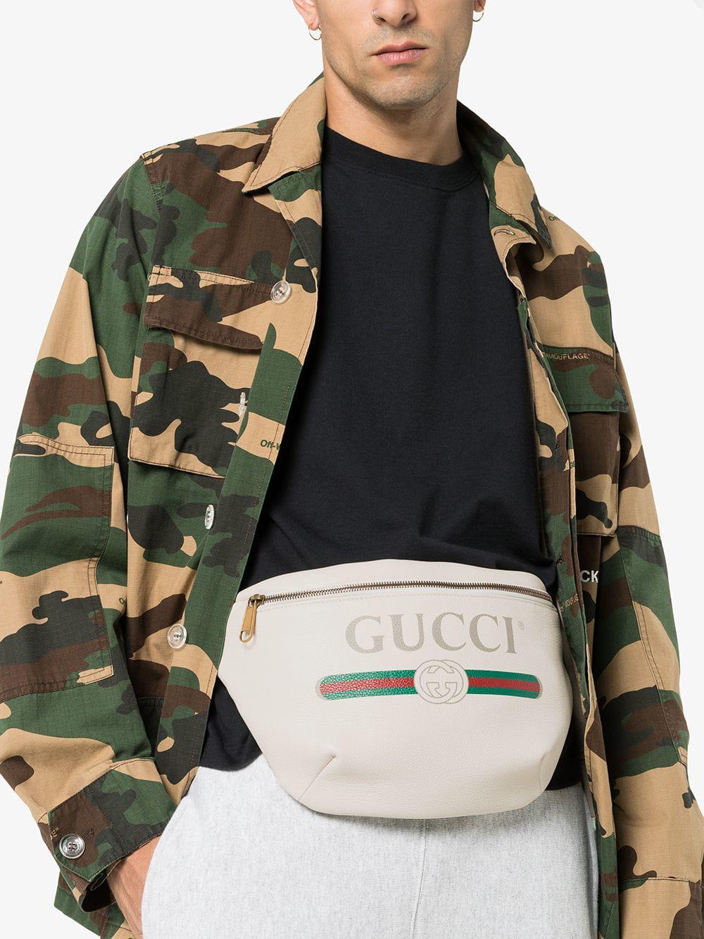 gucci leather print belt bag