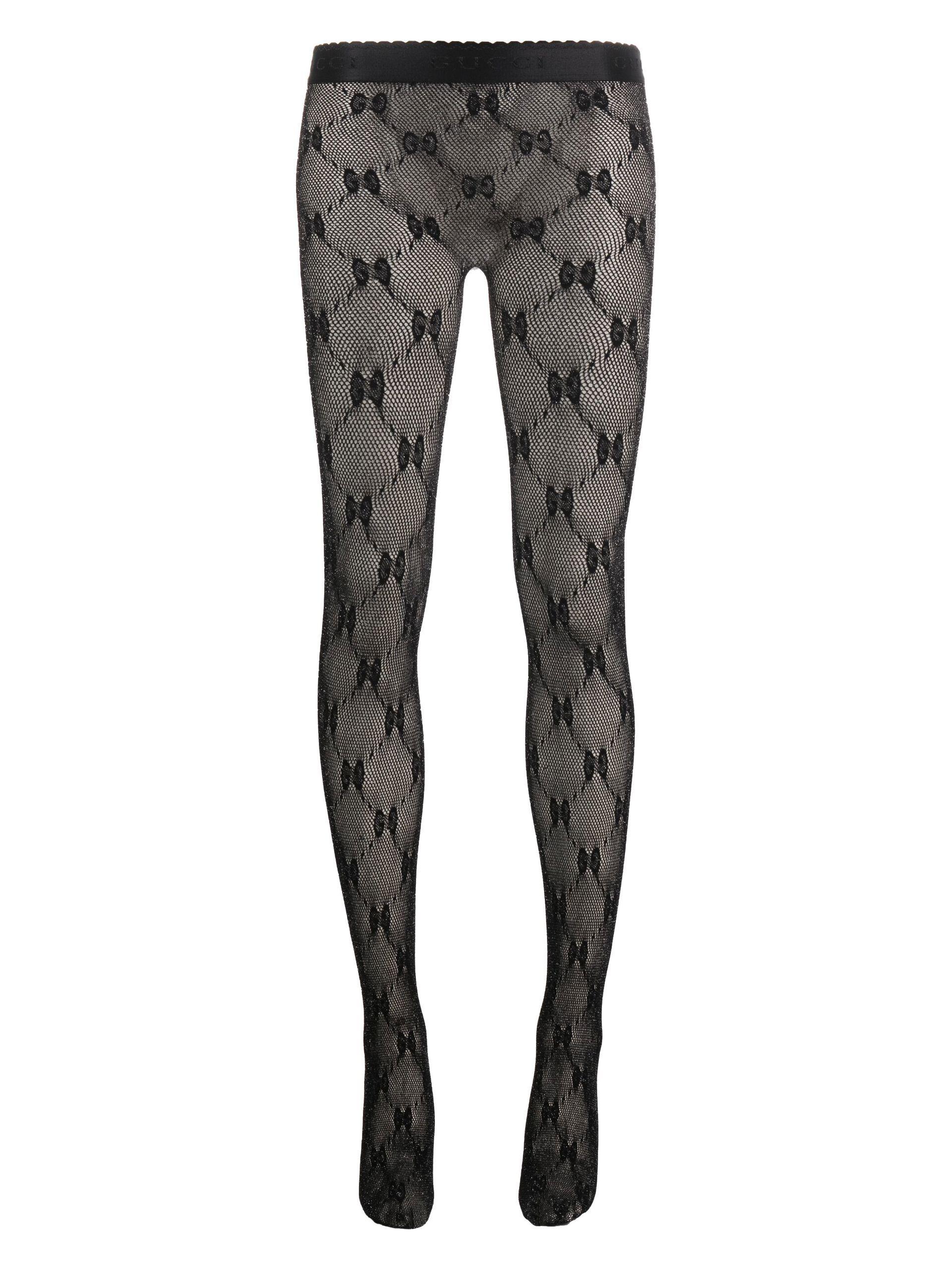 Gucci GG Motif Open-knit Tights in Gray | Lyst