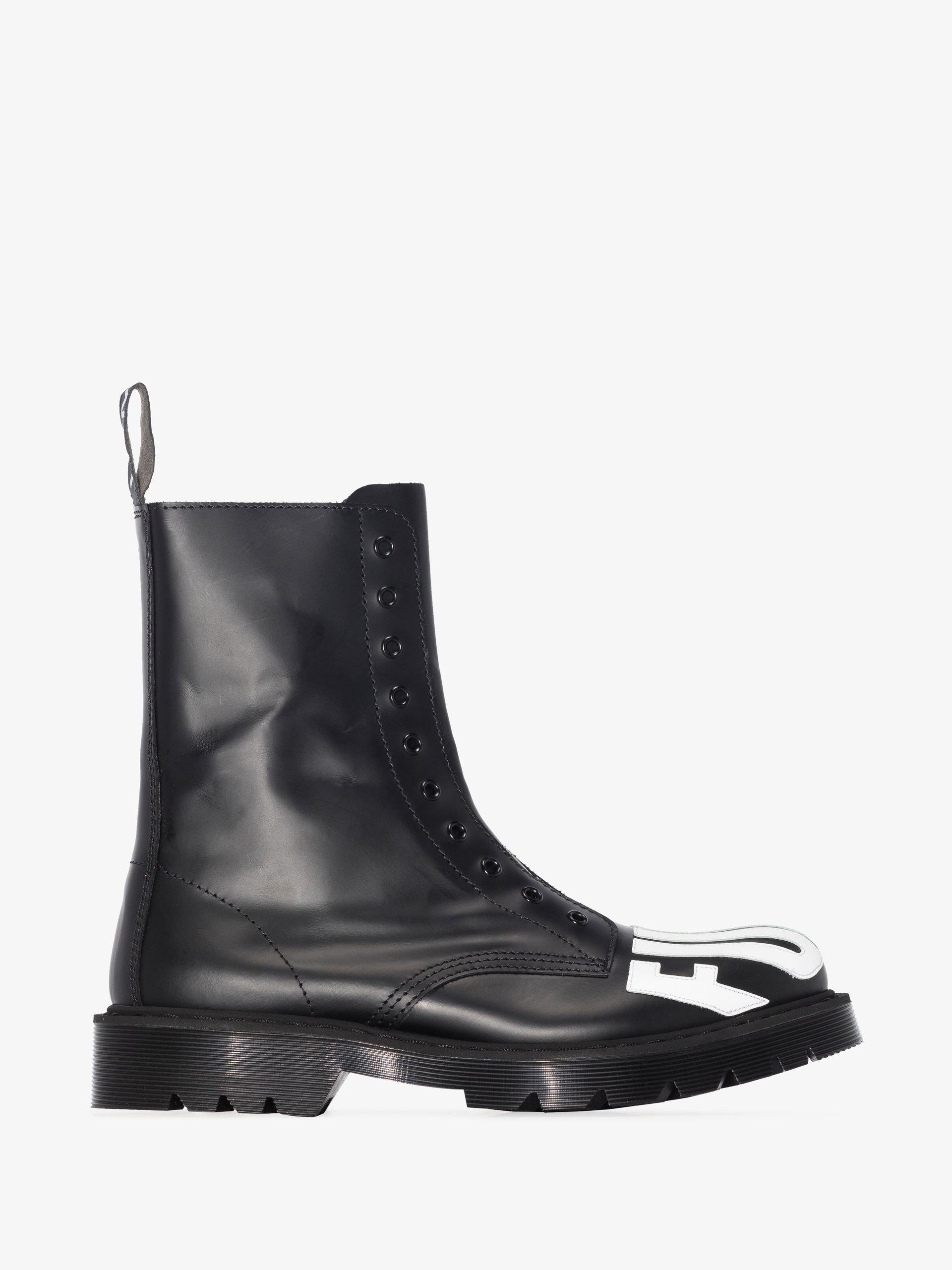 VTMNTS Fuck Off Leather Army Boots in Black for Men | Lyst