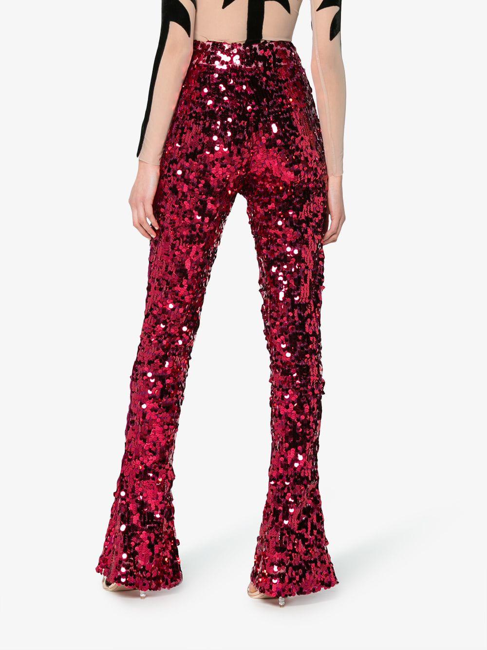 High Waisted Sequin Flared Trousers | Lyst