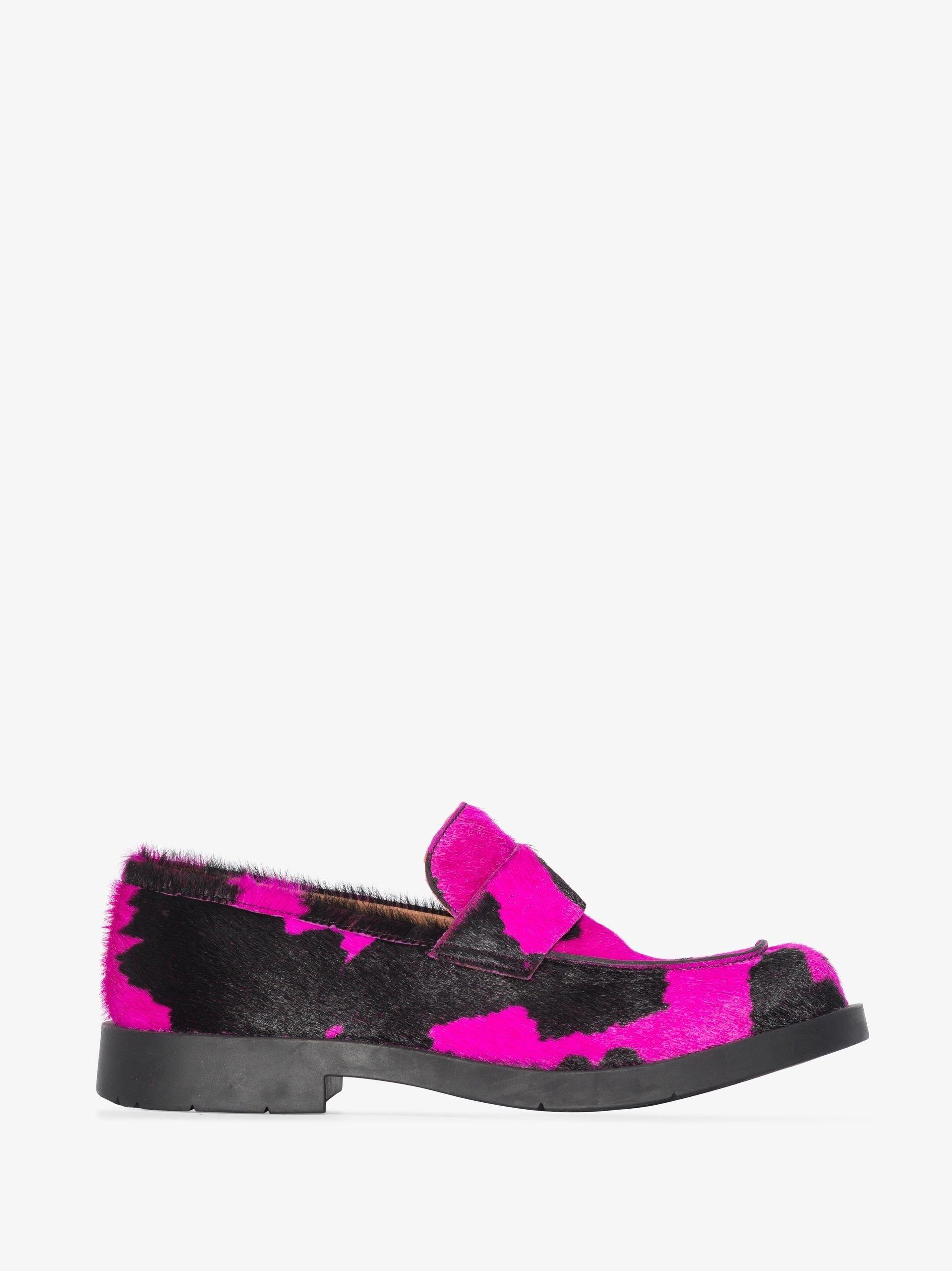 CAMPERLAB Black And Pink 1978 Cow Print Leather Loafers for CAMPERLAB Black And Pink 1978 Cow Print Leather Loafers for