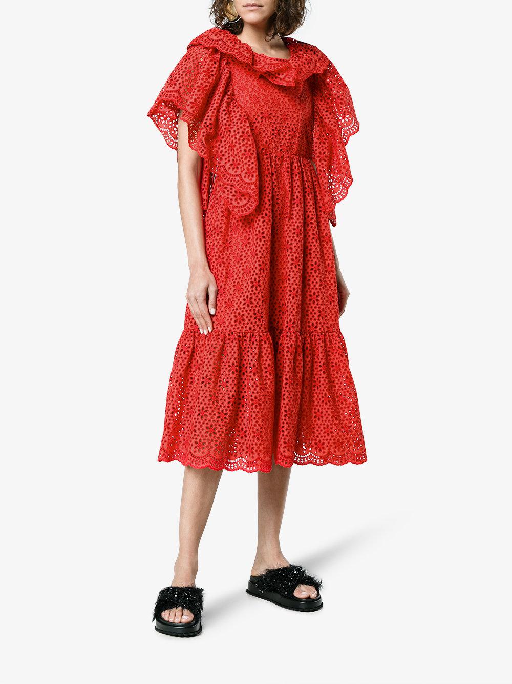 msgm red ruffle dress