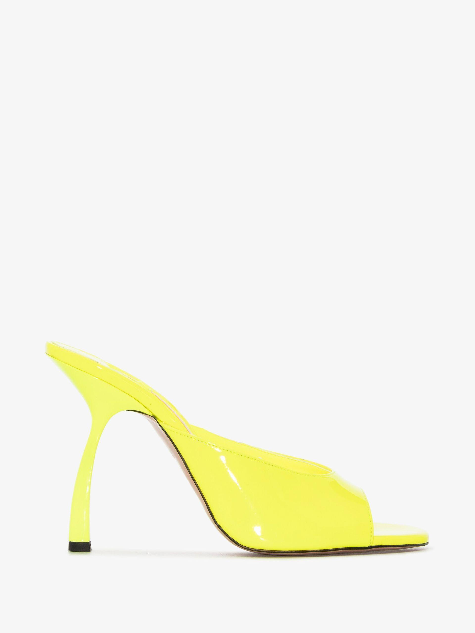 Piferi Leather Neon Yellow Tiana 100 Curved Heel Mules | Lyst